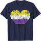 Drapeau Vintage Non Binaire en Forme de cœur T-Shirt - T-Shirt | Navy