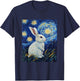 Bunny Rabbit Van Gogh Style Starry Night Cute Graphic T-Shirt - T-Shirt | Navy