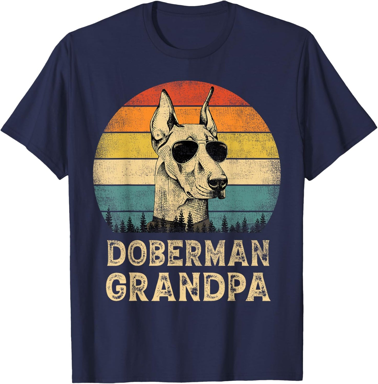 Vintage Doberman Grandpa Dog Lovers Father's Day T-Shirt - T-Shirt | Navy