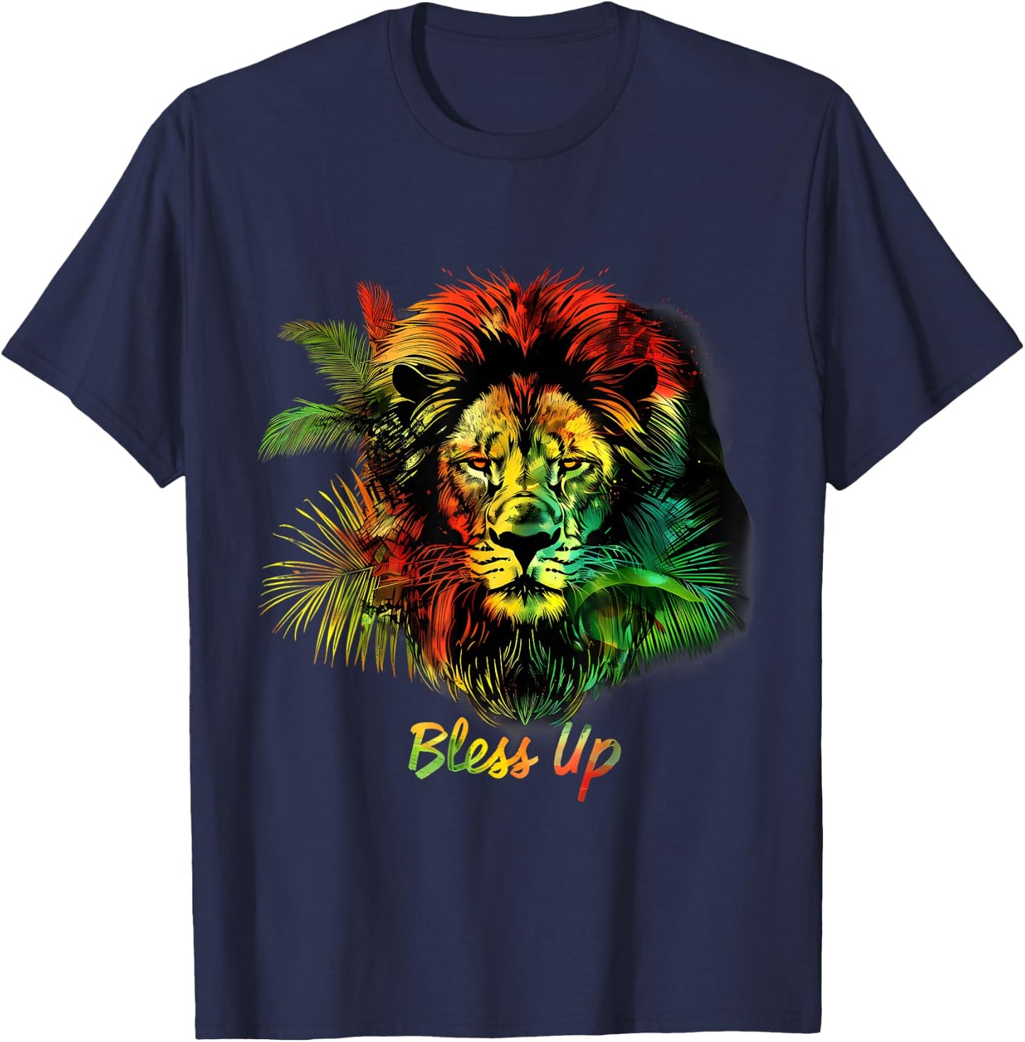 Rasta Reggae Lion Of Judah Pride Jamaican Music Headphones T-Shirt - T-Shirt | Navy