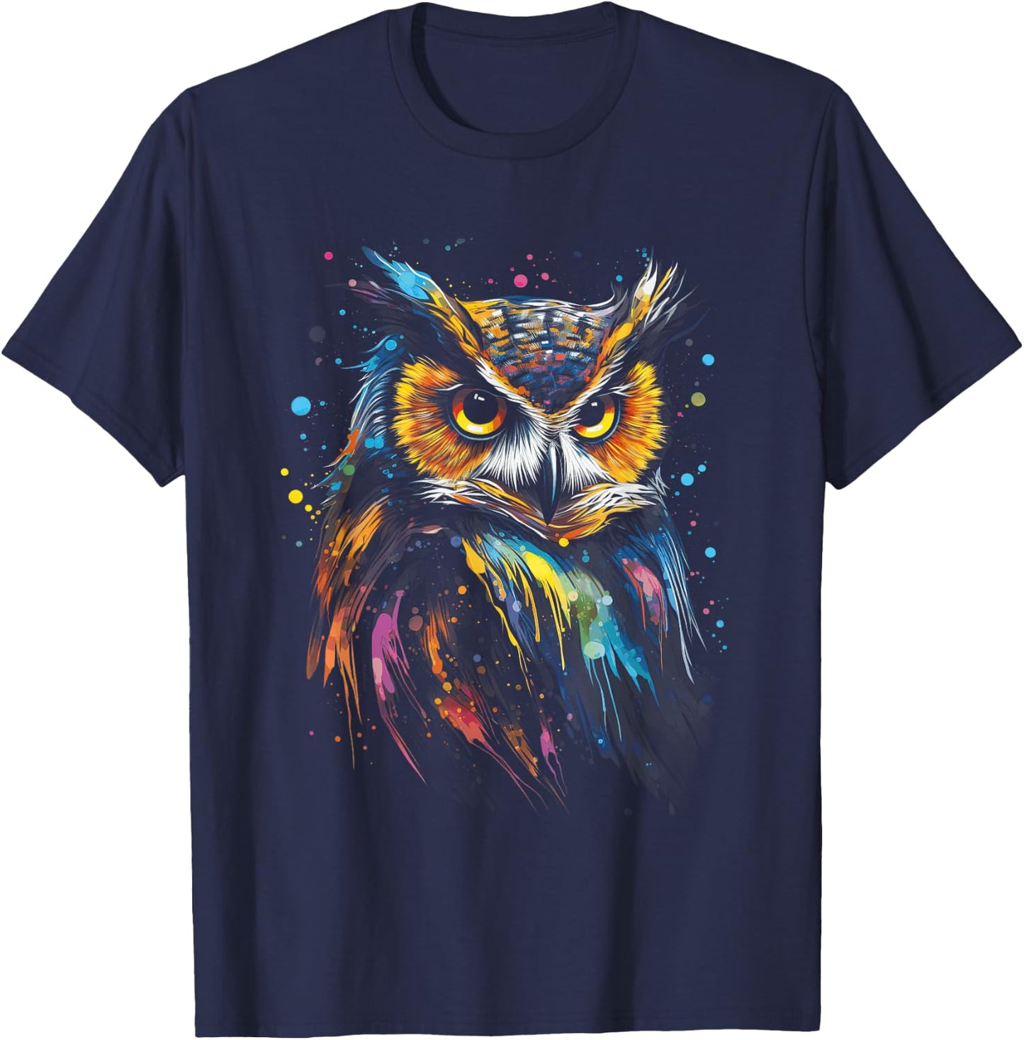 Artwork Fantasy Women's Owl Bird , Black, Small T-Shirt - T-Shirt | Navy