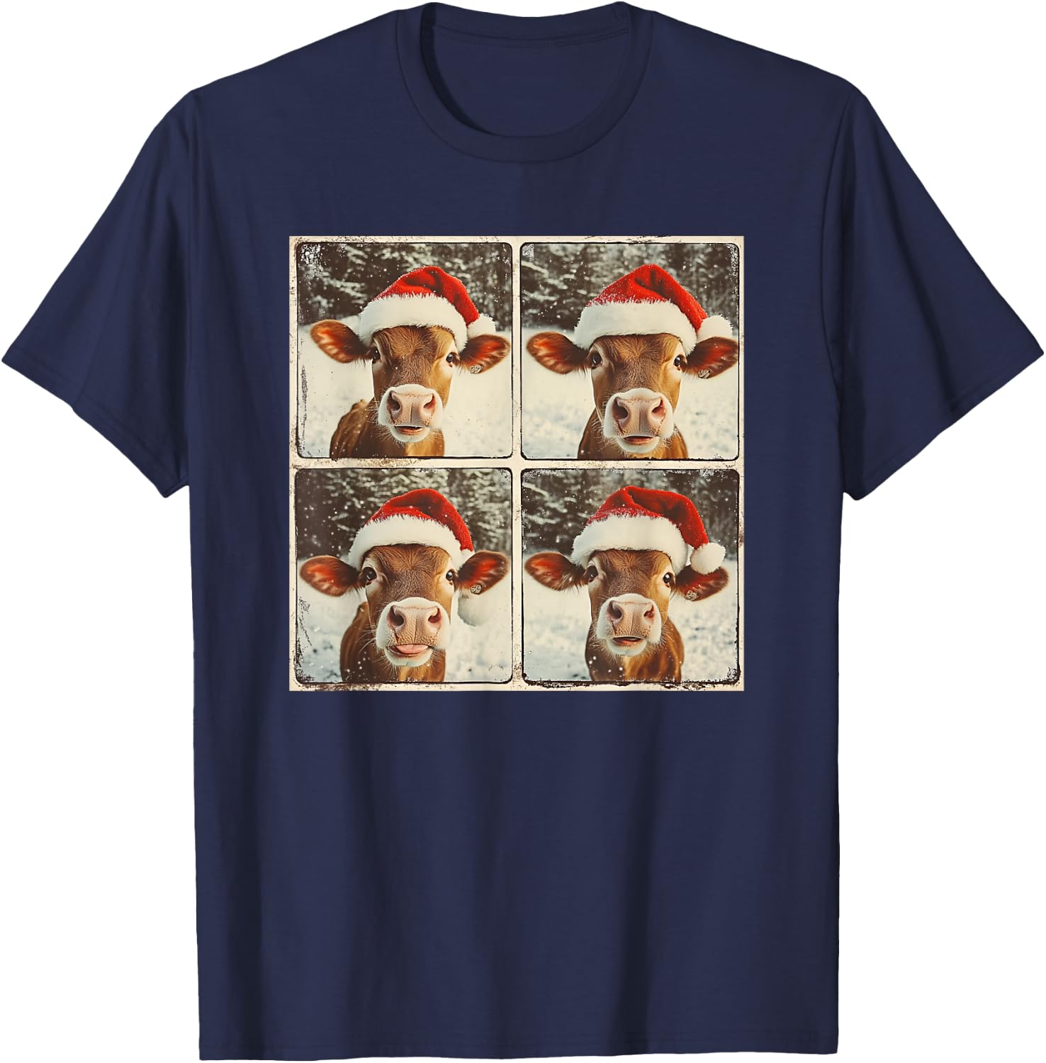 Jersey Cow Christmas T-Shirt - T-Shirt | Navy