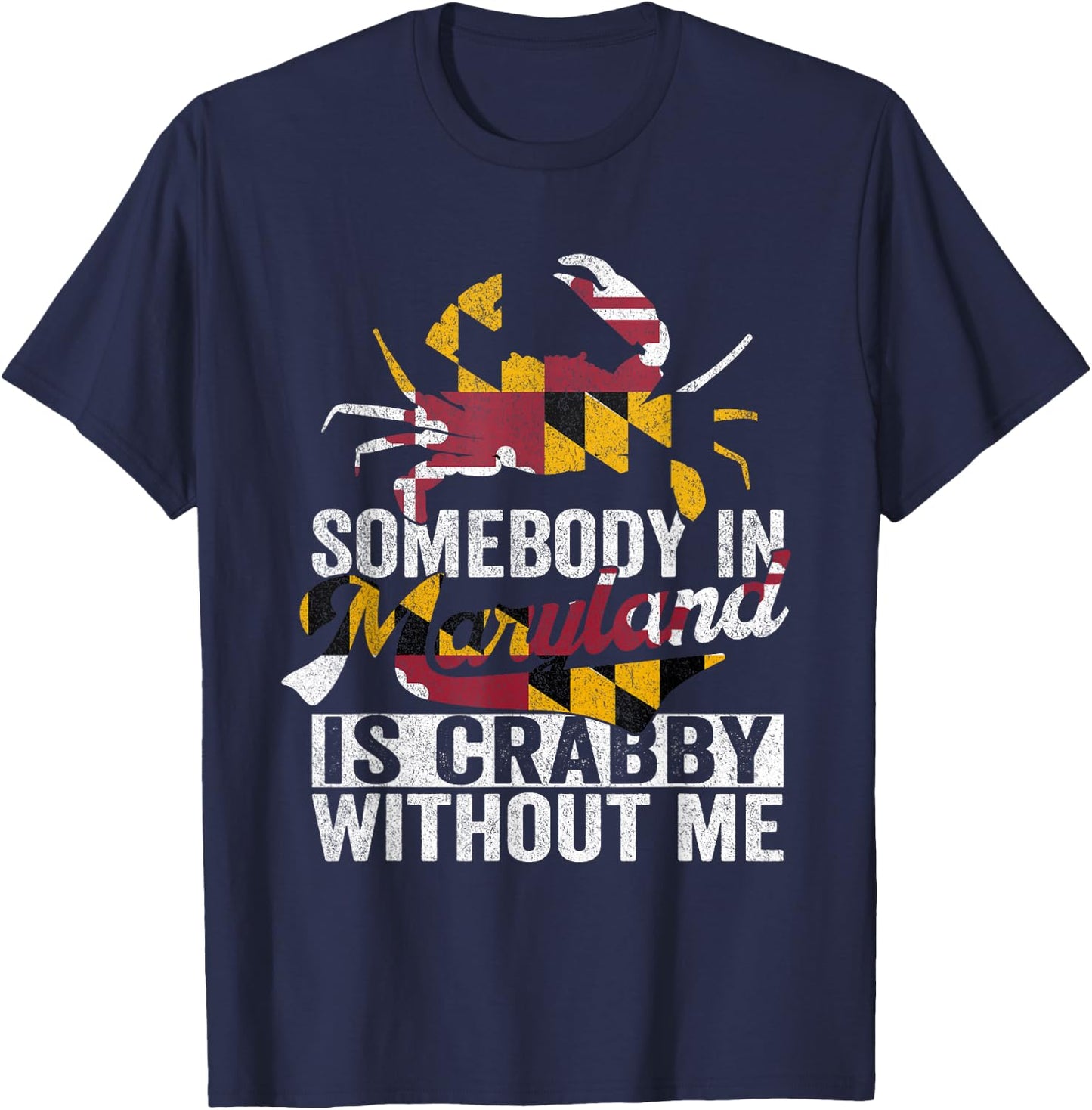 Vintage Maryland Crab Maryland Flag Pride Blue Crab Crabbing T-Shirt - T-Shirt | Navy