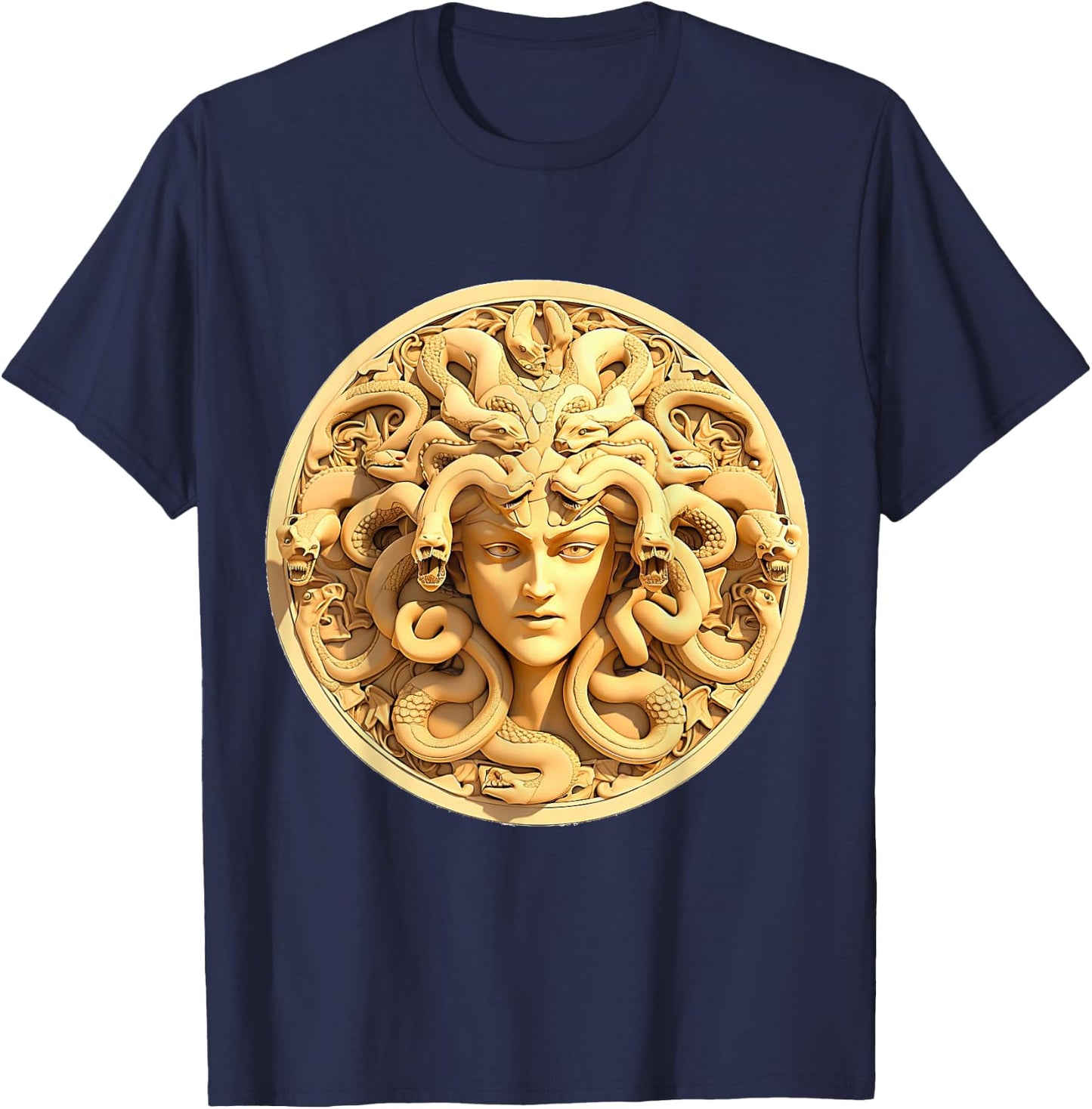Medusahead Greek Mythology Ancient Snake Hair T-Shirt - T-Shirt | Navy