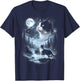 Tuxedo Cat Howling at Moon 90's Retro T-Shirt - T-Shirt | Navy