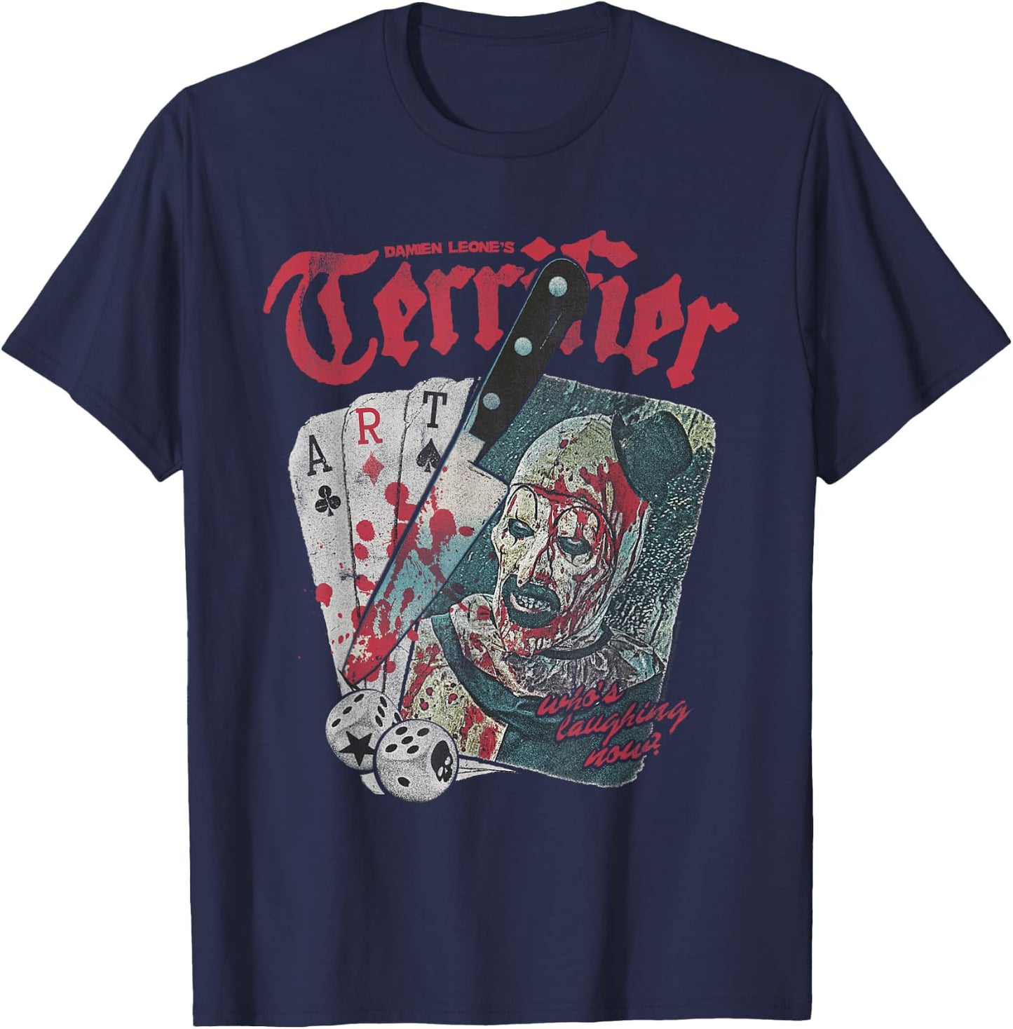 Terrifier Cards and Dice Art the Clown Bloody Knife Horror T-Shirt - T-Shirt | Navy