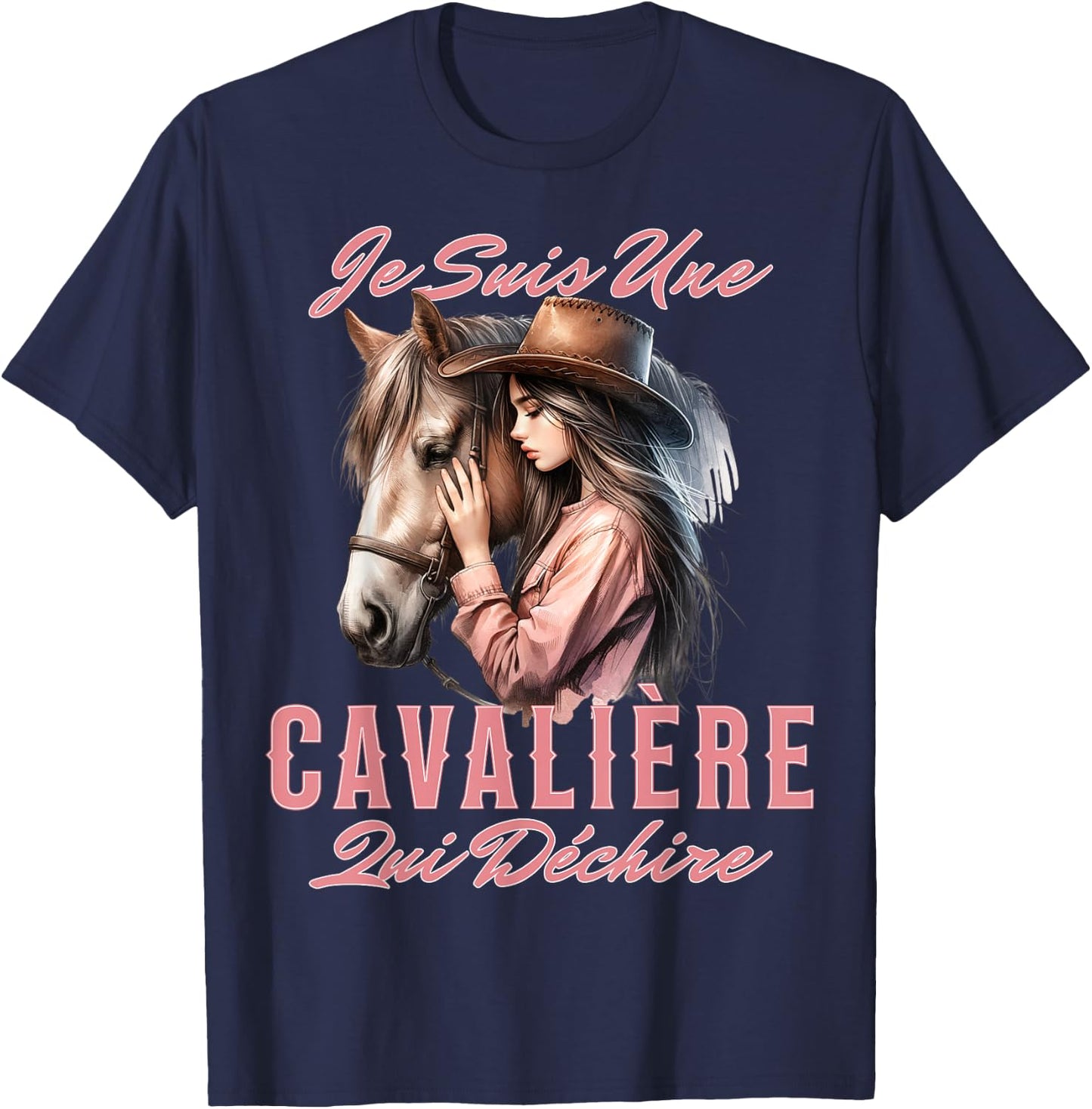 Girl Riding Horse Je Suis Une Rider Qui Déchire , Black, S T-Shirt - T-Shirt | Navy