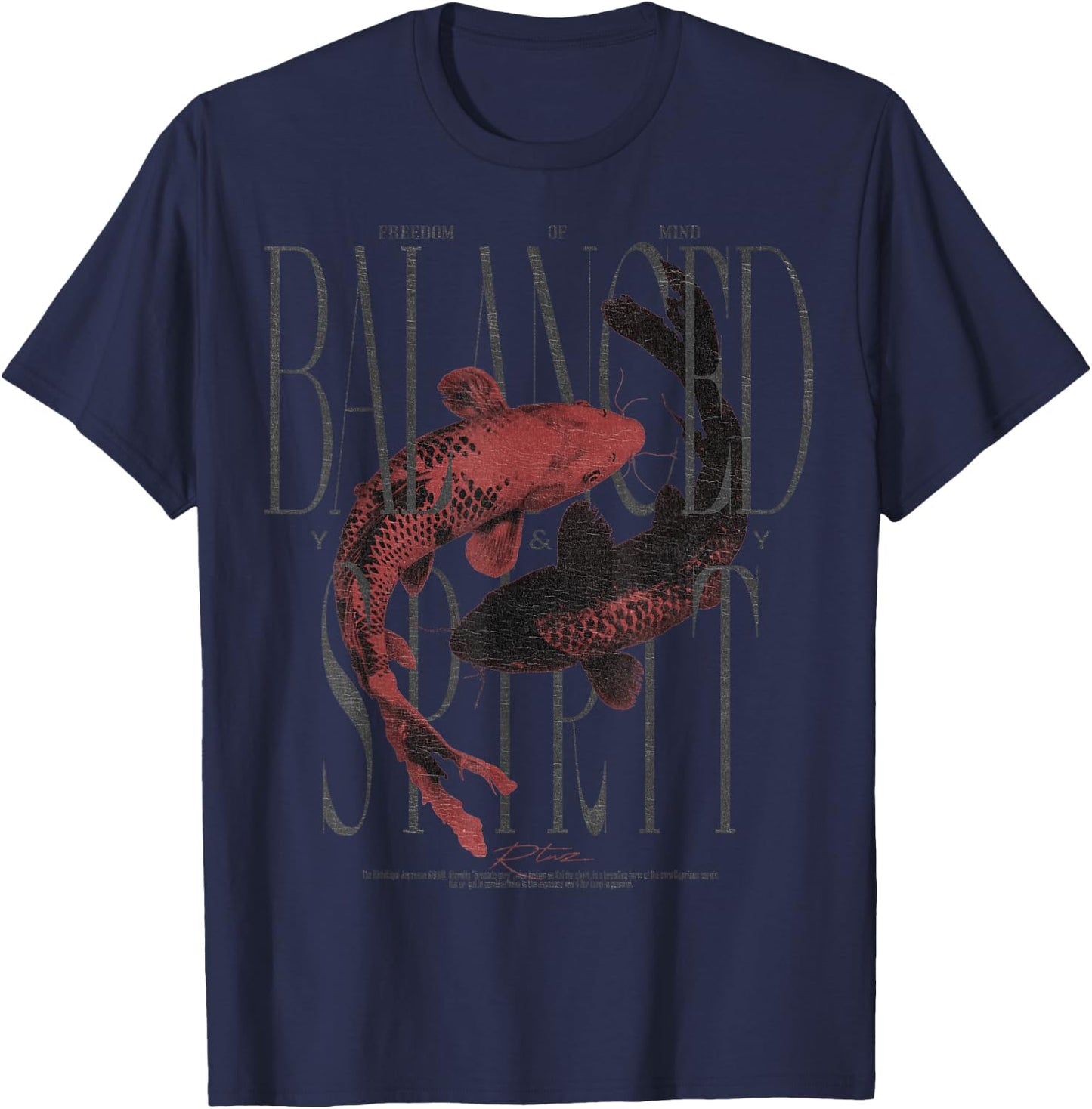 Vintage Nishikigoi Fish Koi Carp , black T-Shirt - T-Shirt | Navy