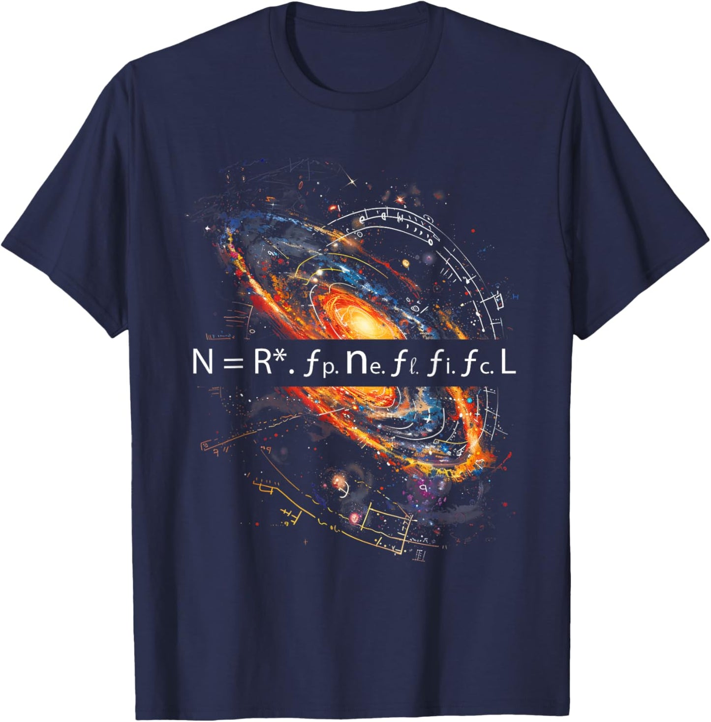 Drake Equation Estimation of Alien Civilizations T-Shirt - T-Shirt | Navy