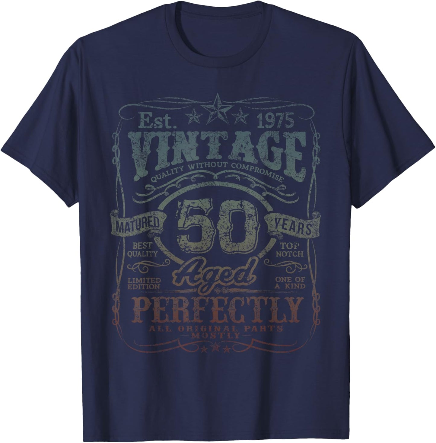 Vintage 1975 Limited Edition Shirt 50 year old 50th Birthday T-Shirt - T-Shirt | Navy