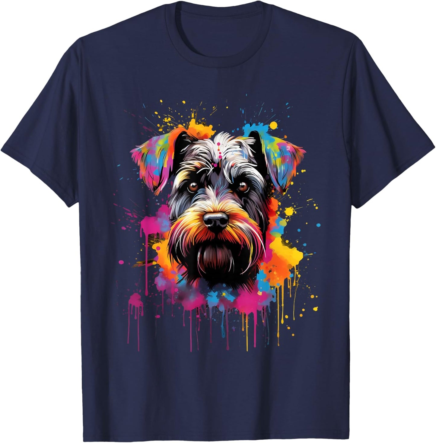 Colorful Miniature Schnauzer Dog Women Kids T-Shirt - T-Shirt | Navy