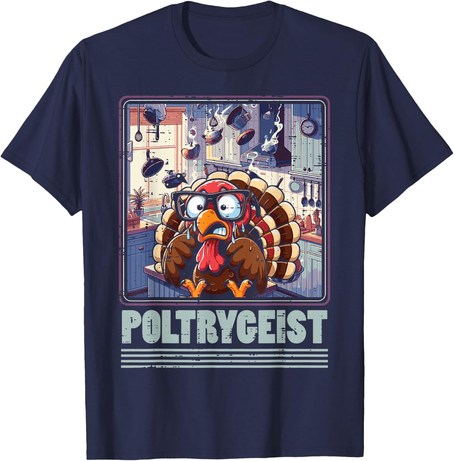 Thanksgiving Poltrygeist Turkey Poltergeist Men Women Kids T-Shirt - T-Shirt | Navy