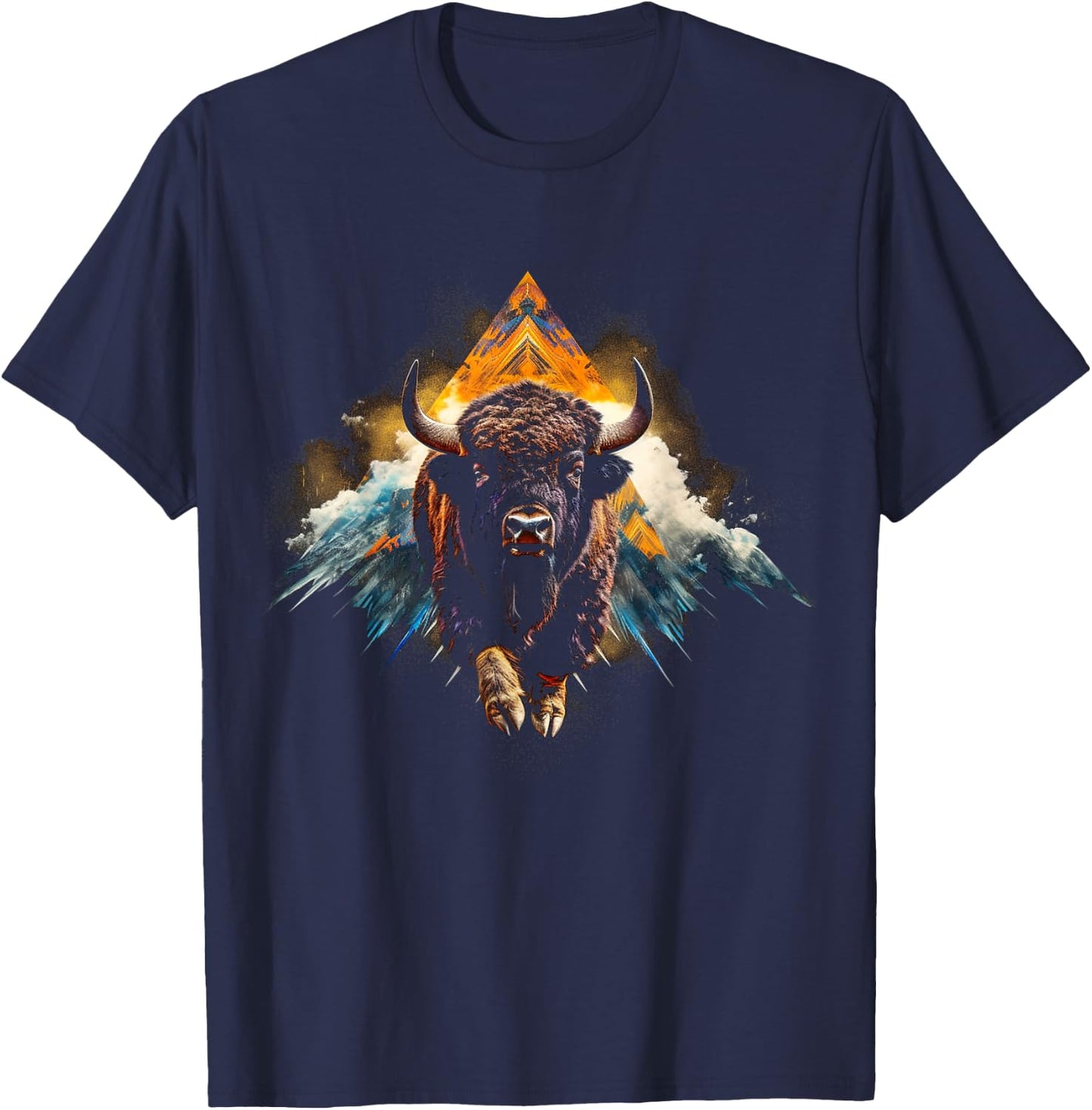 Bison Mountains Animal Art - Bison T-Shirt - T-Shirt | Navy