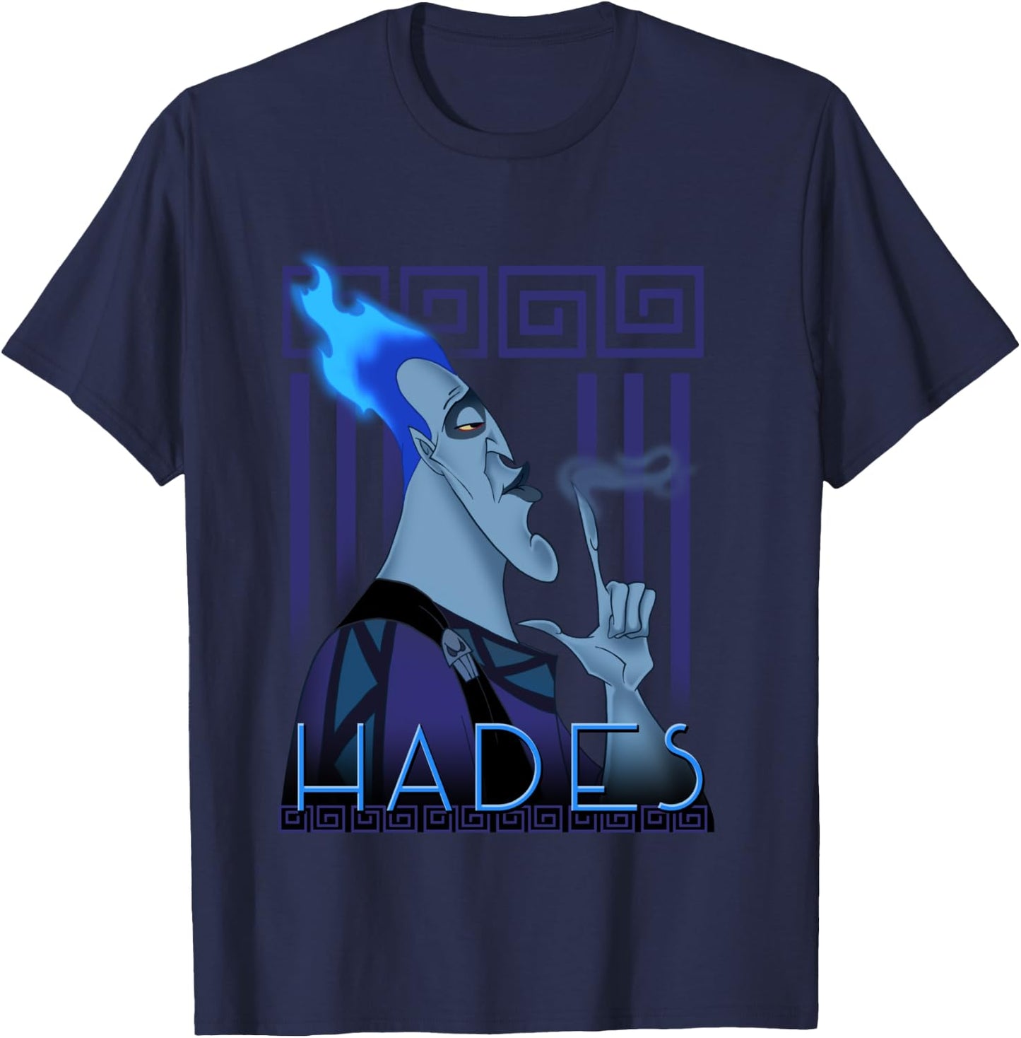 Profile Portrait of Hades Finger Smoke of Disney Villains T-Shirt - T-Shirt | Navy