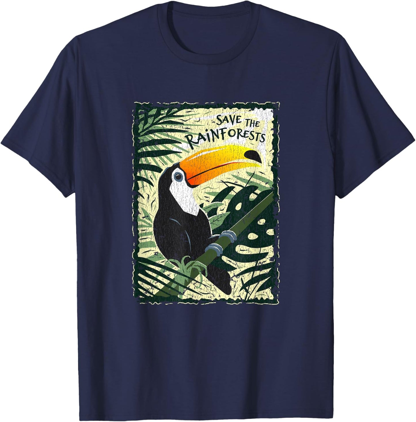 Toucan Vintage Shirt - Save the Rainforests T-Shirt - T-Shirt | Navy