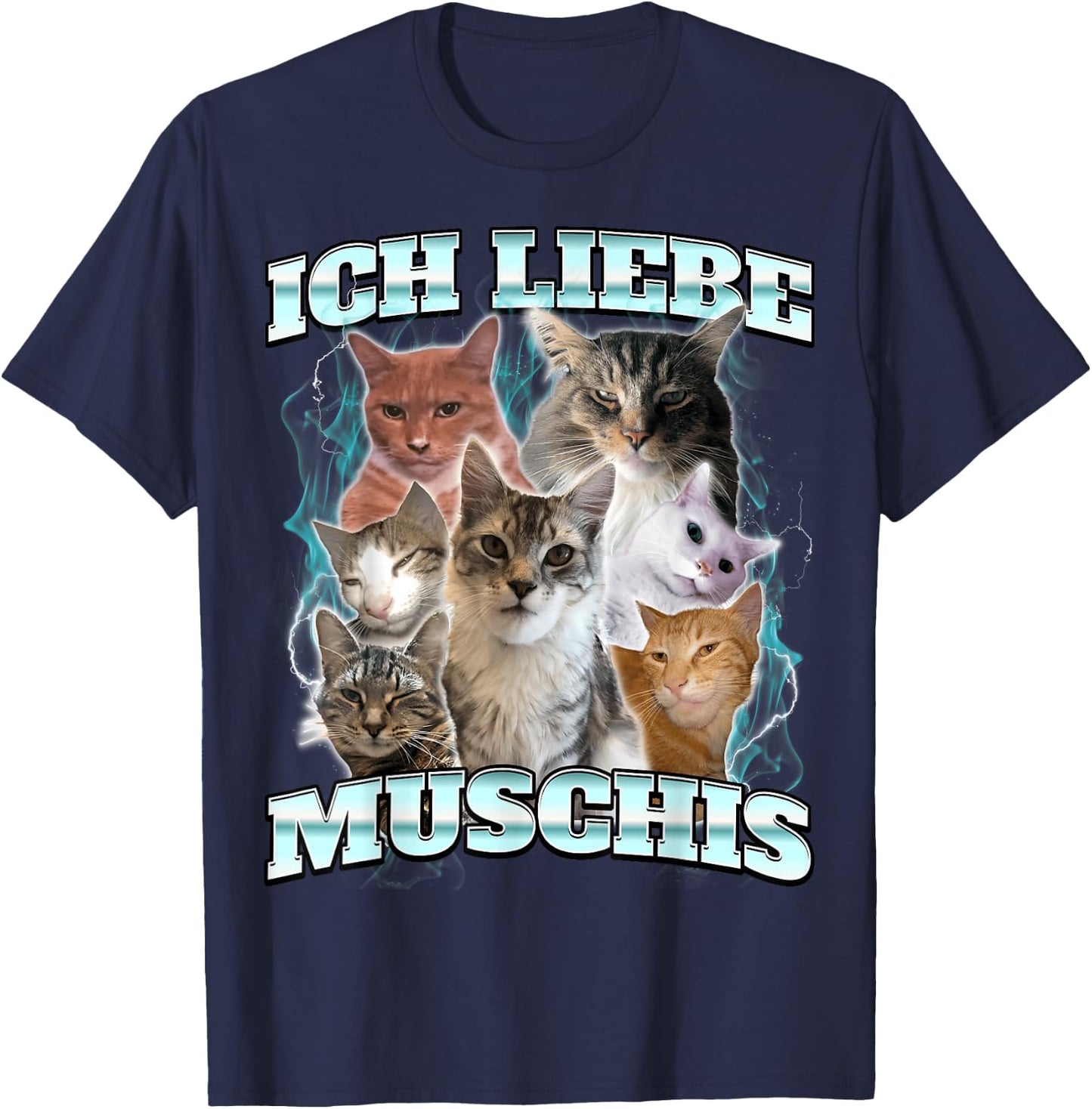 with German Text "Ich Liebe Musch, black T-Shirt - T-Shirt | Navy
