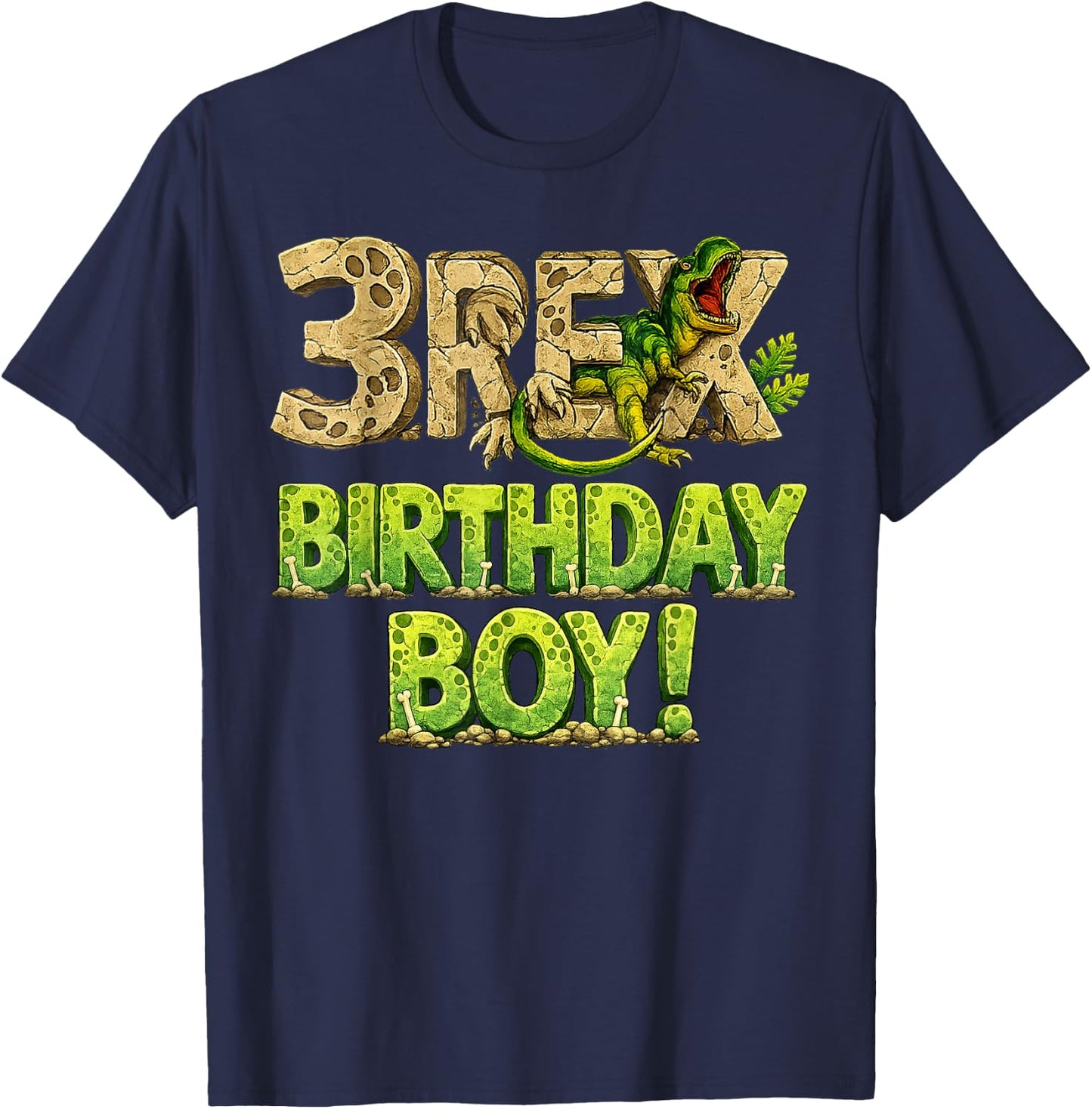 Three Rex 3rd Birthday Third Dinosaur 3 Year Old Birday Boy T-Shirt - T-Shirt | Navy