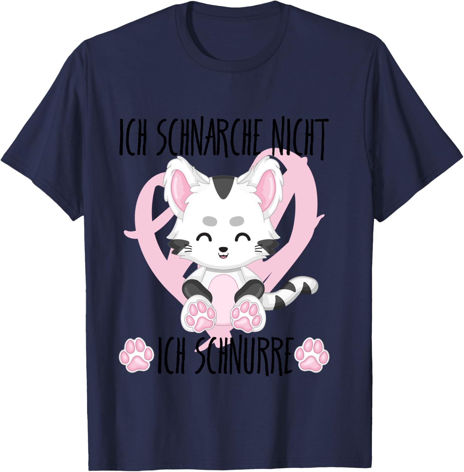Ich Schnarche Nicht Ich Schnurre Spruch Geschenk Frauen Katz Langarmshirt T-Shirt - T-Shirt | Navy
