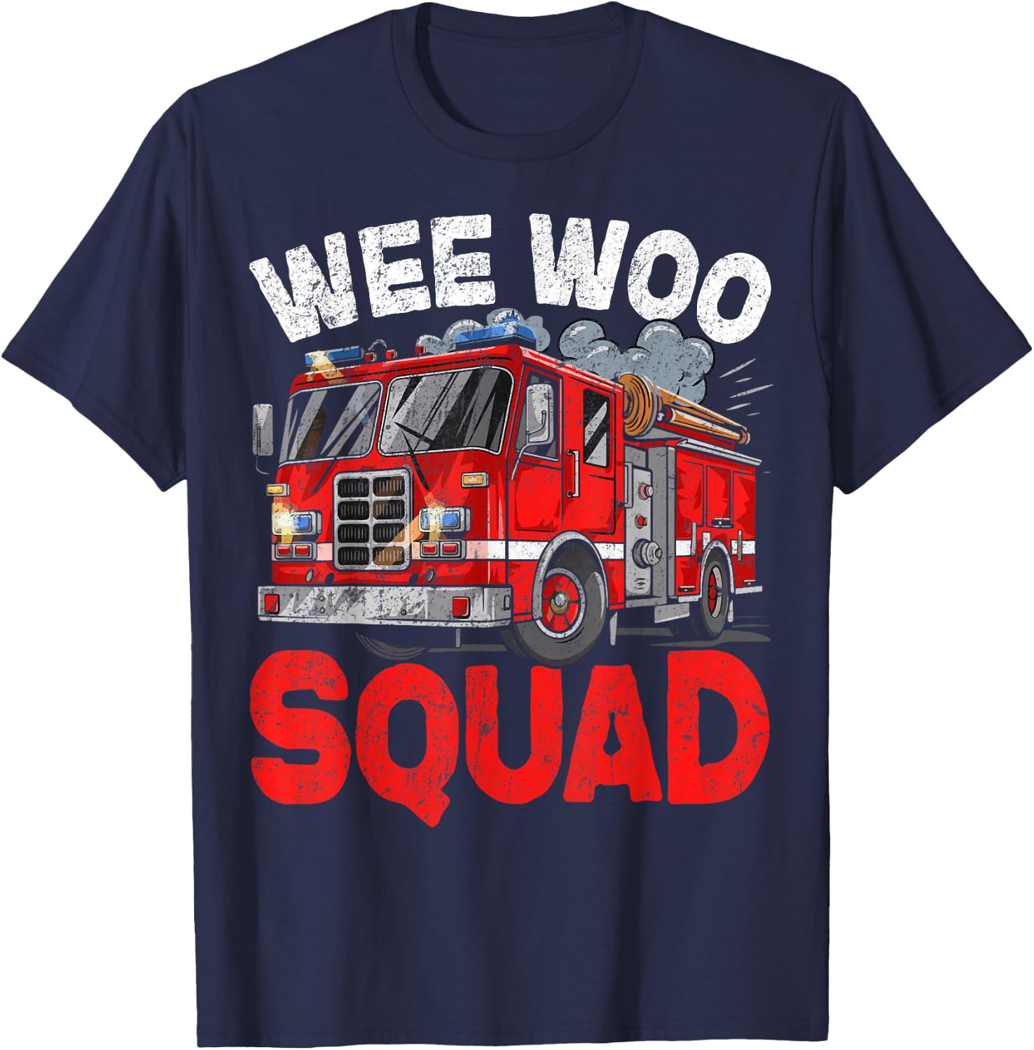 Wee Woo Squad Funny Firefighter Fire Truck Fireman Men Women T-Shirt - T-Shirt | Navy