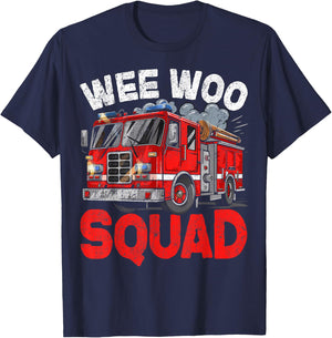 Wee Woo Squad Funny Firefighter Fire Truck Fireman Men Women T-Shirt - T-Shirt | Navy