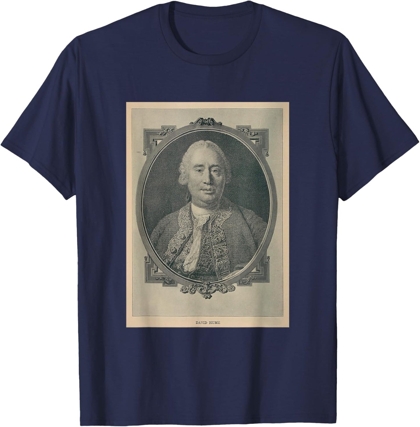Old David Hume Illustrative Portrait T-Shirt - T-Shirt | Navy