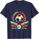Children's 9th Birthday Boy 9 Years Football Gift , black T-Shirt - T-Shirt | Navy
