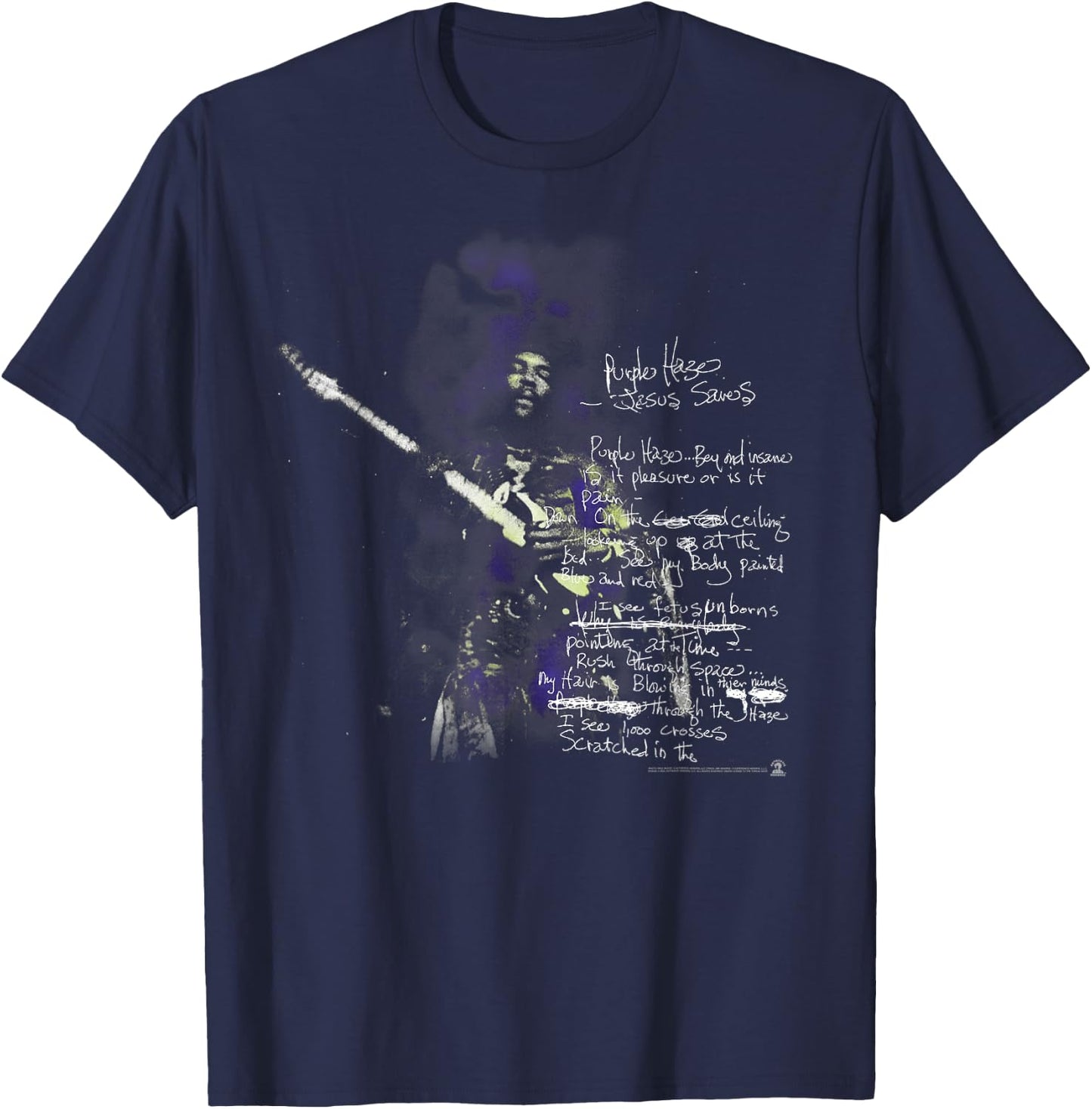 Jimi Hendrix Lyrics T-Shirt - T-Shirt | Navy