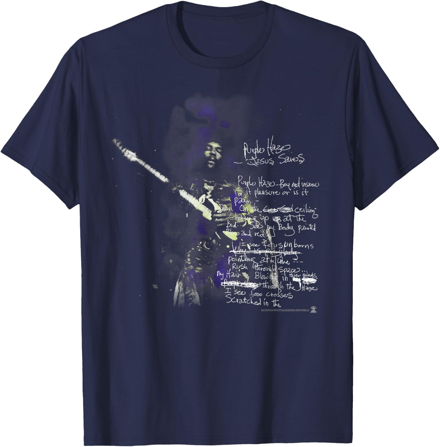 Jimi Hendrix Lyrics T-Shirt - T-Shirt | Navy