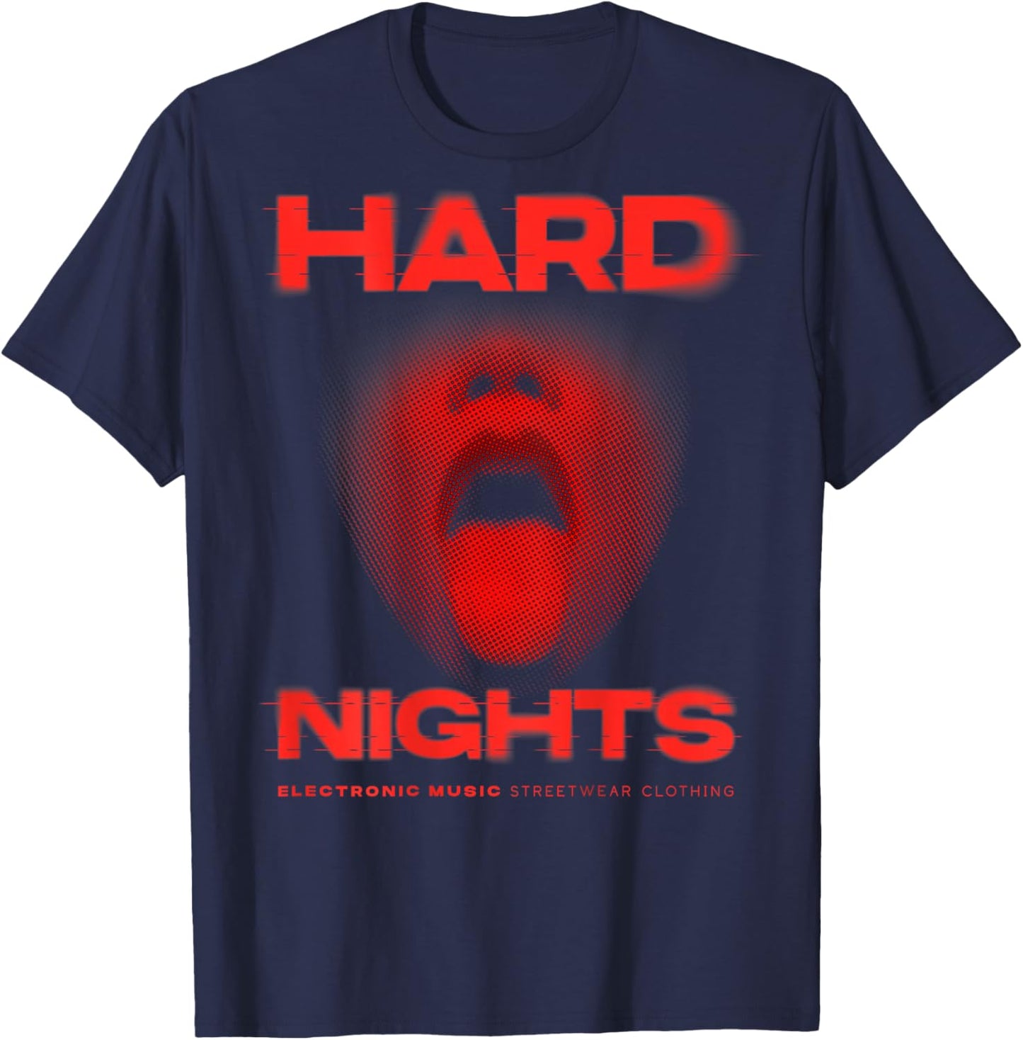 Hard Nights X TECHNO CLUB RAVER RAVE PARTY OUTFIT BACKPRINT , black T-Shirt - T-Shirt | Navy