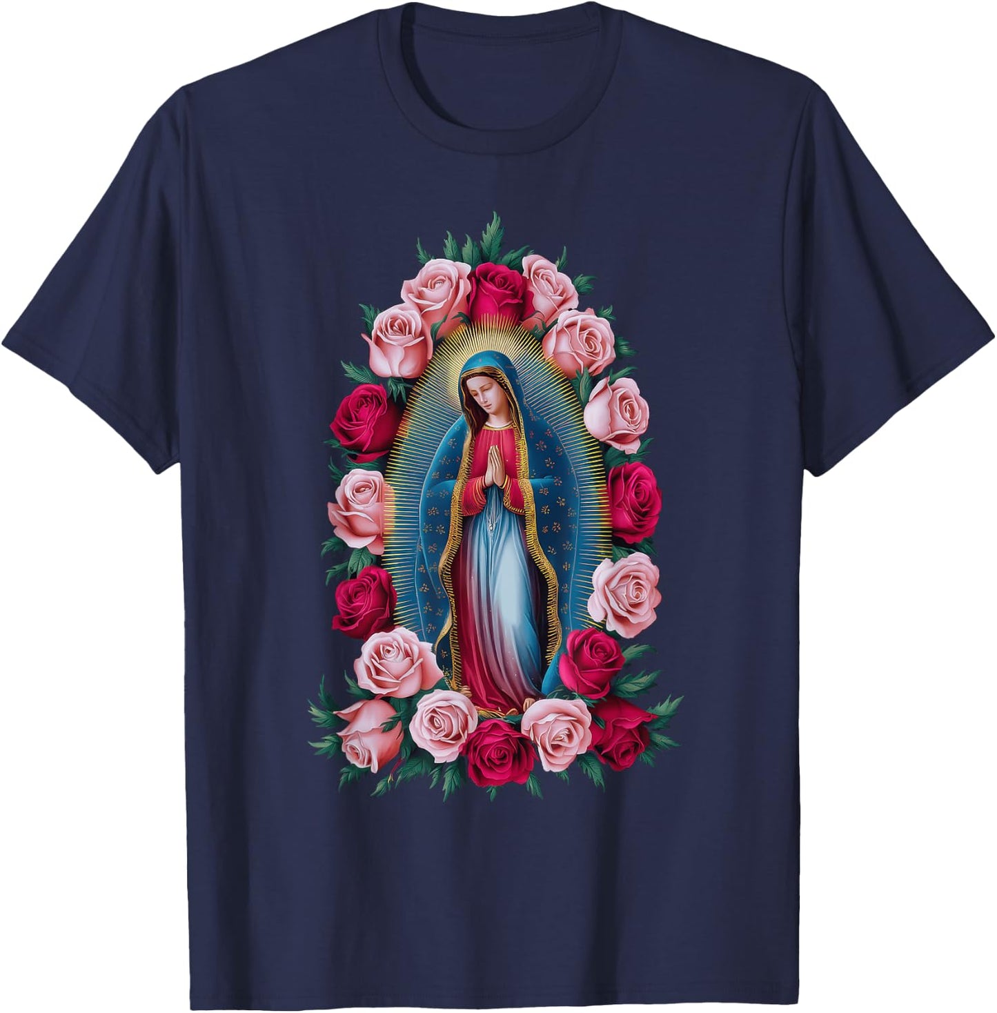 Our Lady Virgin Mary Guadalupe Christian Catholic T-Shirt - T-Shirt | Navy