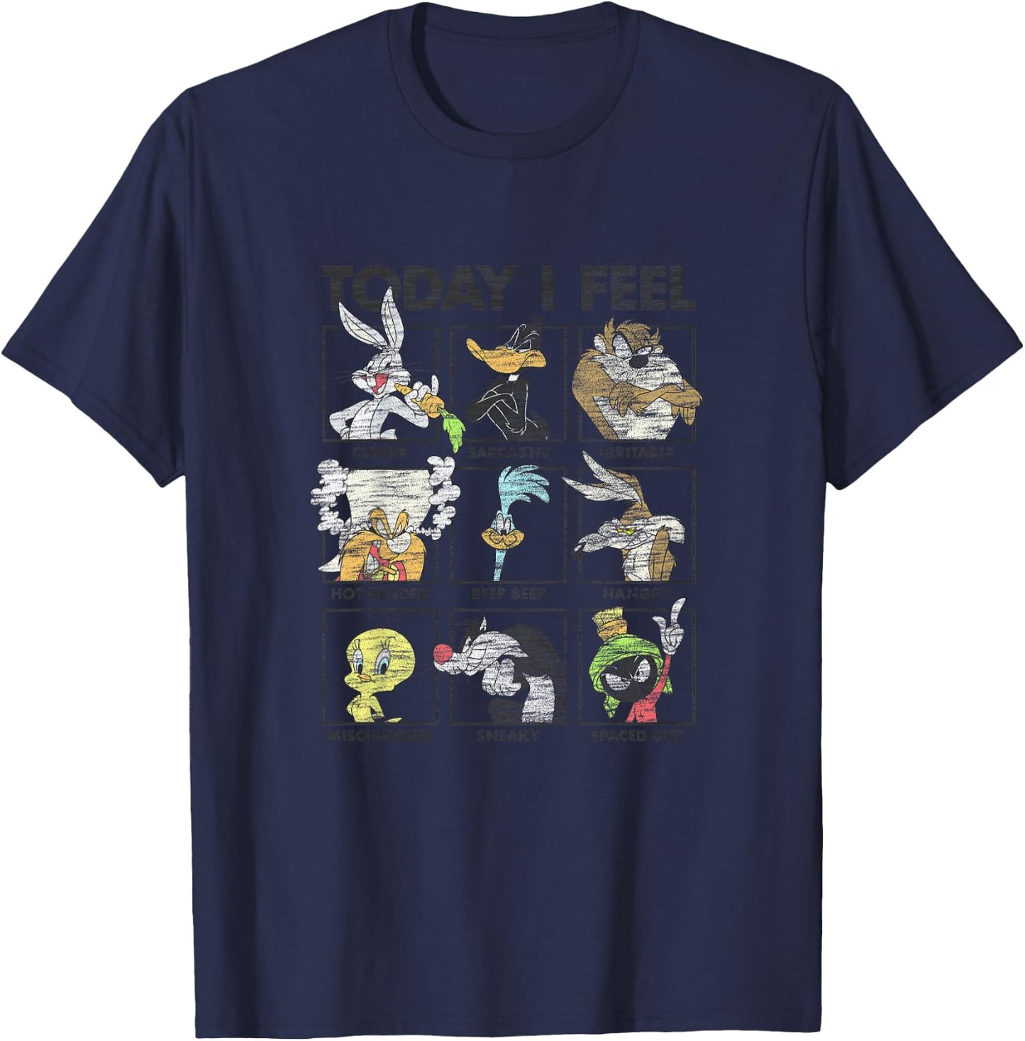 Looney Tunes Youth Today I Feel Classic Emotions Box Up T-Shirt - T-Shirt | Navy
