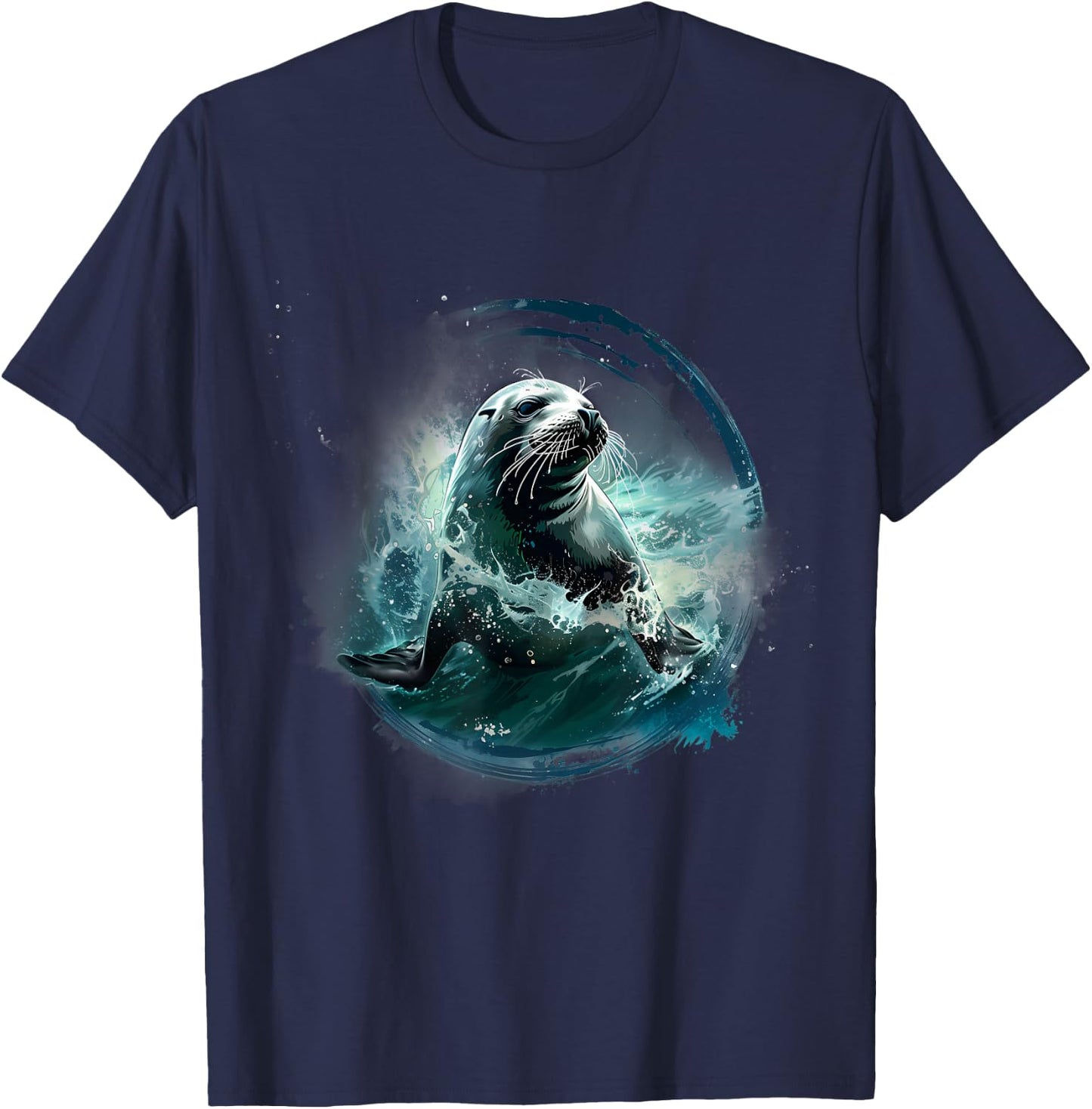 Seal Sea Ocean Animal Artwork Ocean Sea Seal Marine Mammal T-Shirt - T-Shirt | Navy