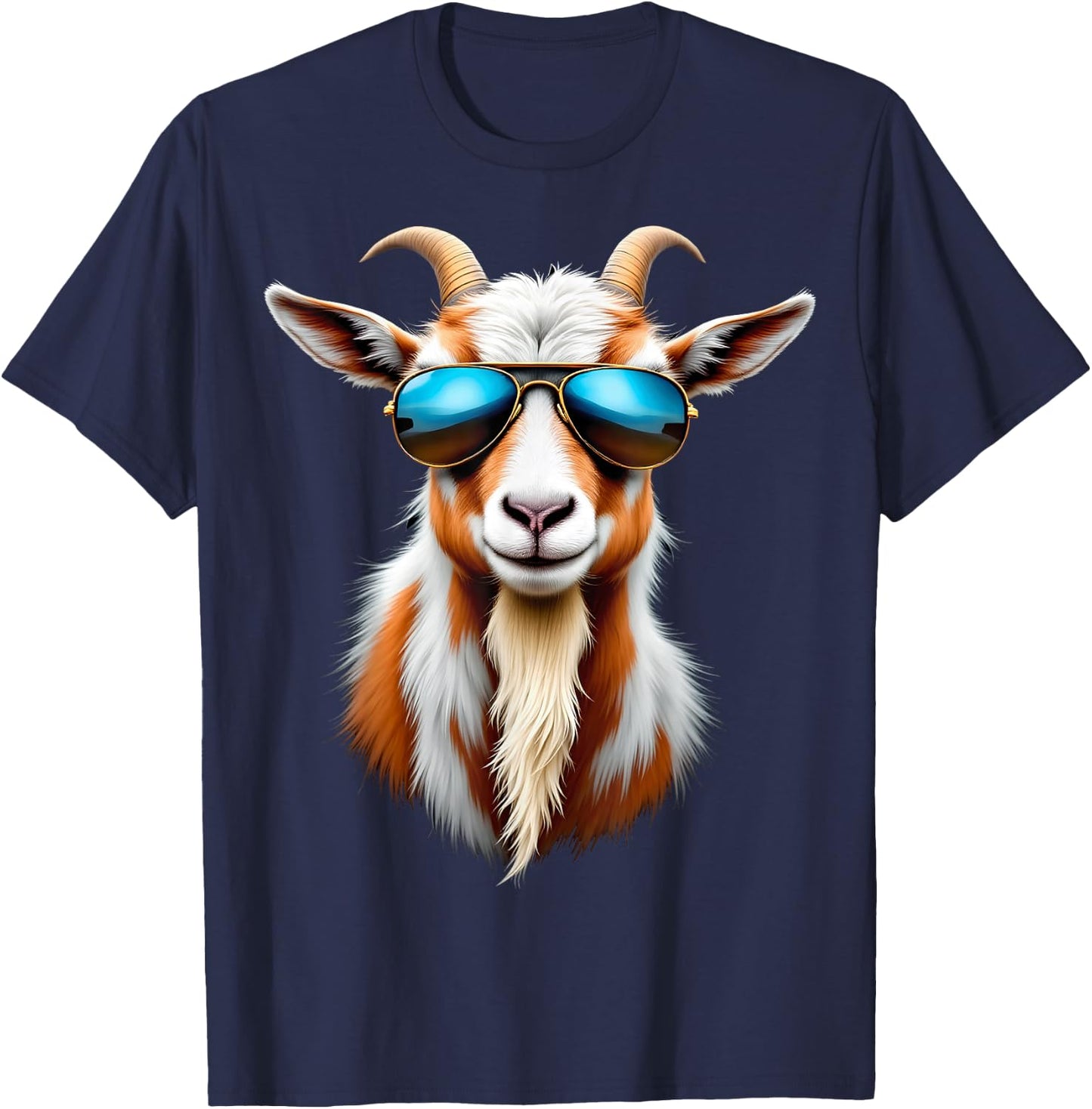 Cool Goat Sunglasses Funny Farm T-Shirt - T-Shirt | Navy
