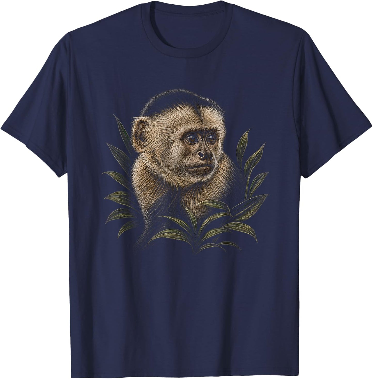Capuchin Monkey Graphic Artwork Design T-Shirt - T-Shirt | Navy