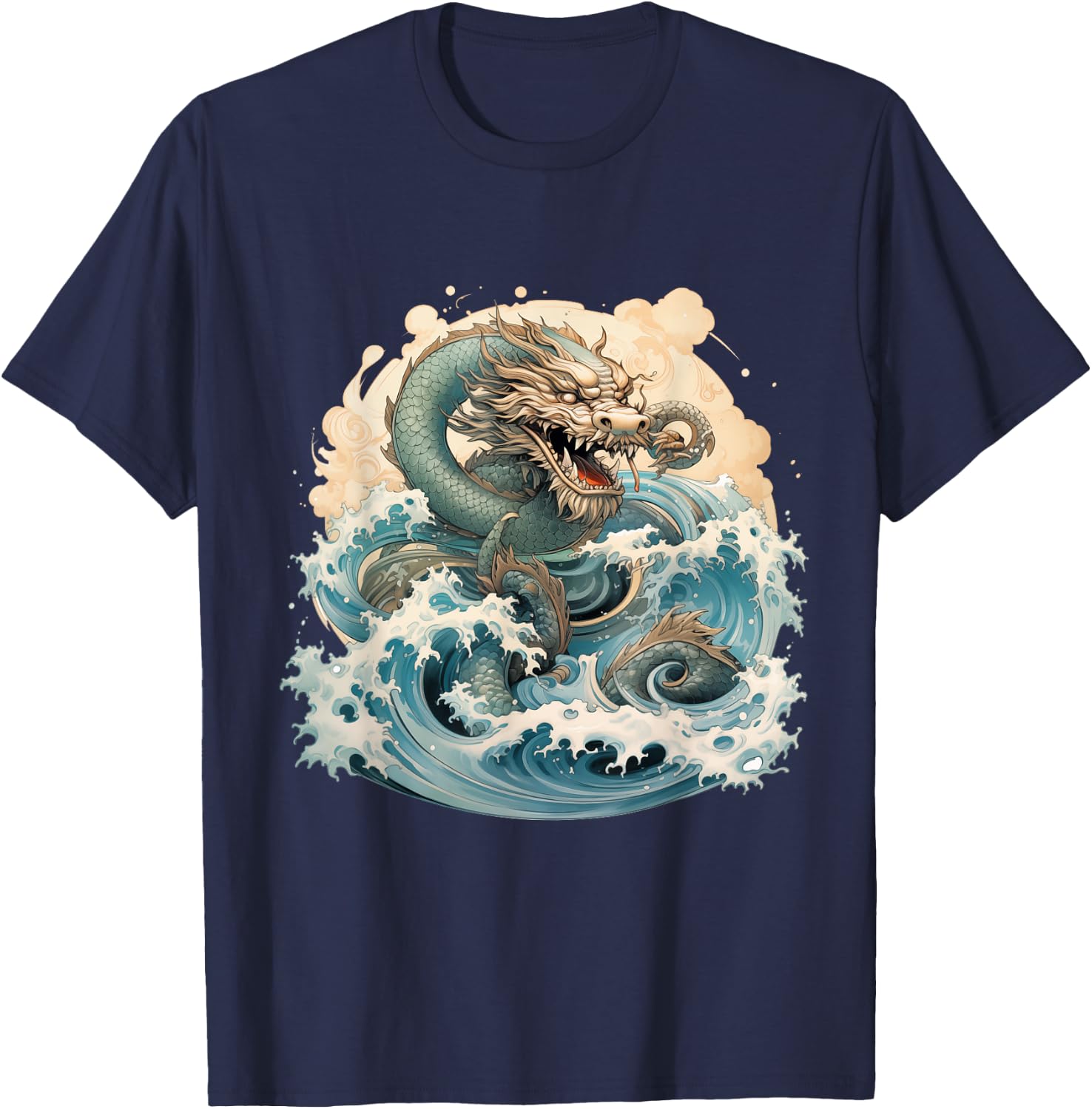 Astrological Dancing Lunar Water Dragon T-Shirt - T-Shirt | Navy