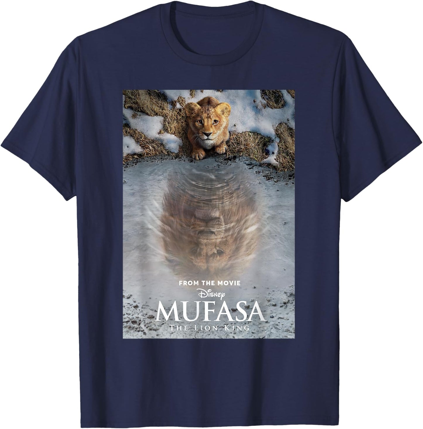 Disney Mufasa: The Lion King the Official Movie Poster Art , Black, S T-Shirt - T-Shirt | Navy
