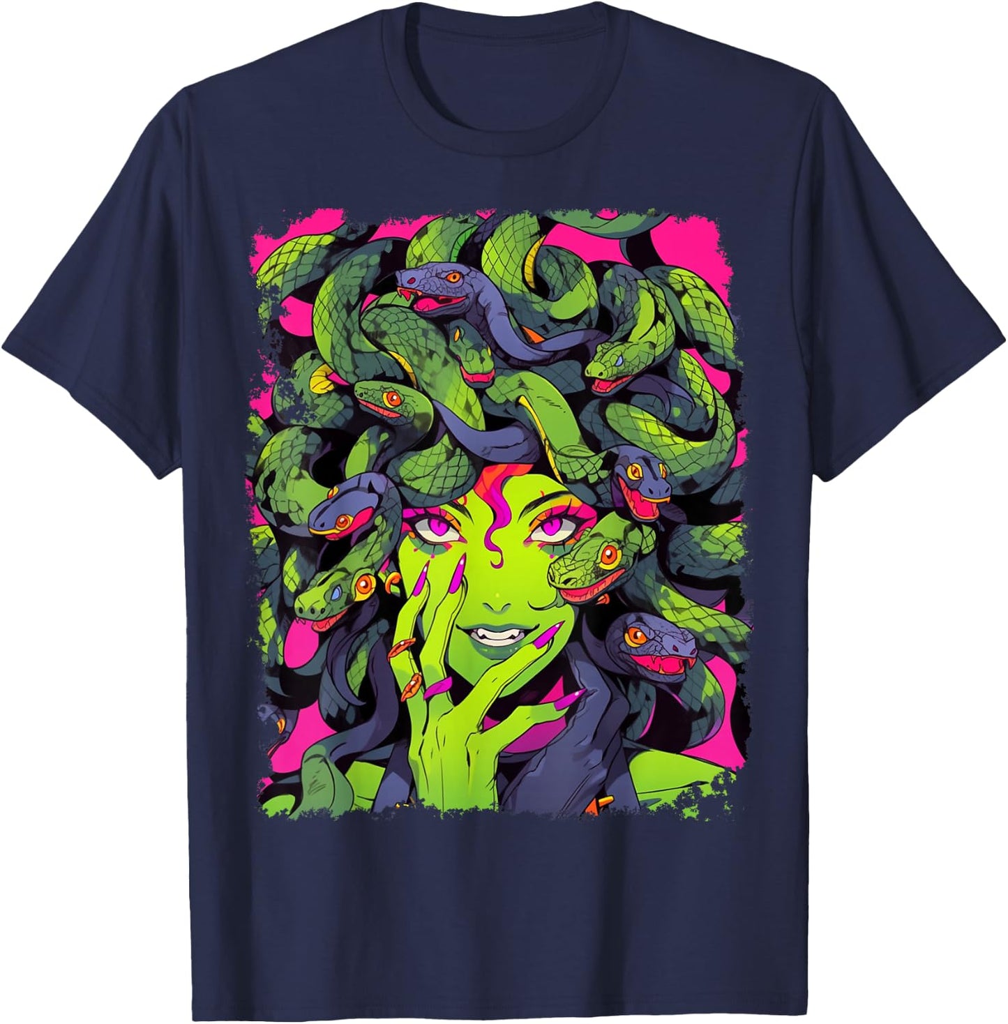 Feminine Greek Mythology Goddess Sexy Medusa Snakes Hair T-Shirt - T-Shirt | Navy