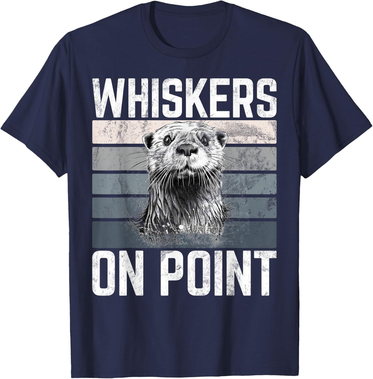 Whiskers on Point Otter T-Shirt - T-Shirt | Navy