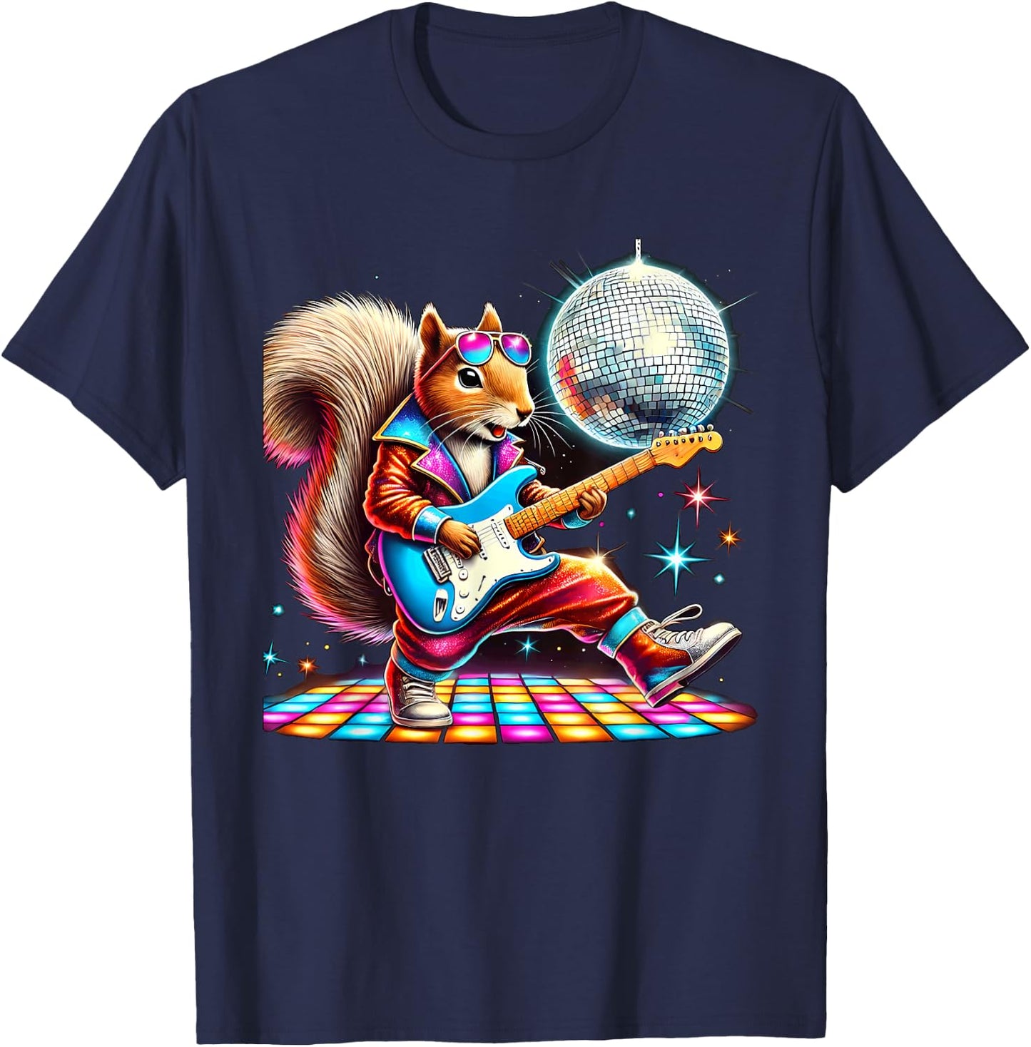 Aesthetic Squirrel Disco T-Shirt - T-Shirt | Navy
