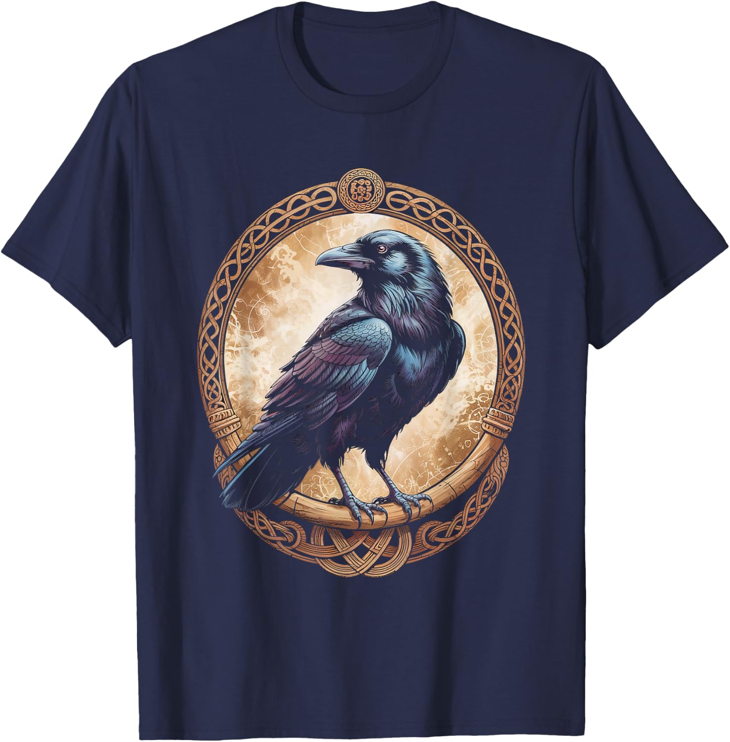 Golden Odin's Raven Northman Valhalla Norse Mythology T-Shirt - T-Shirt | Navy