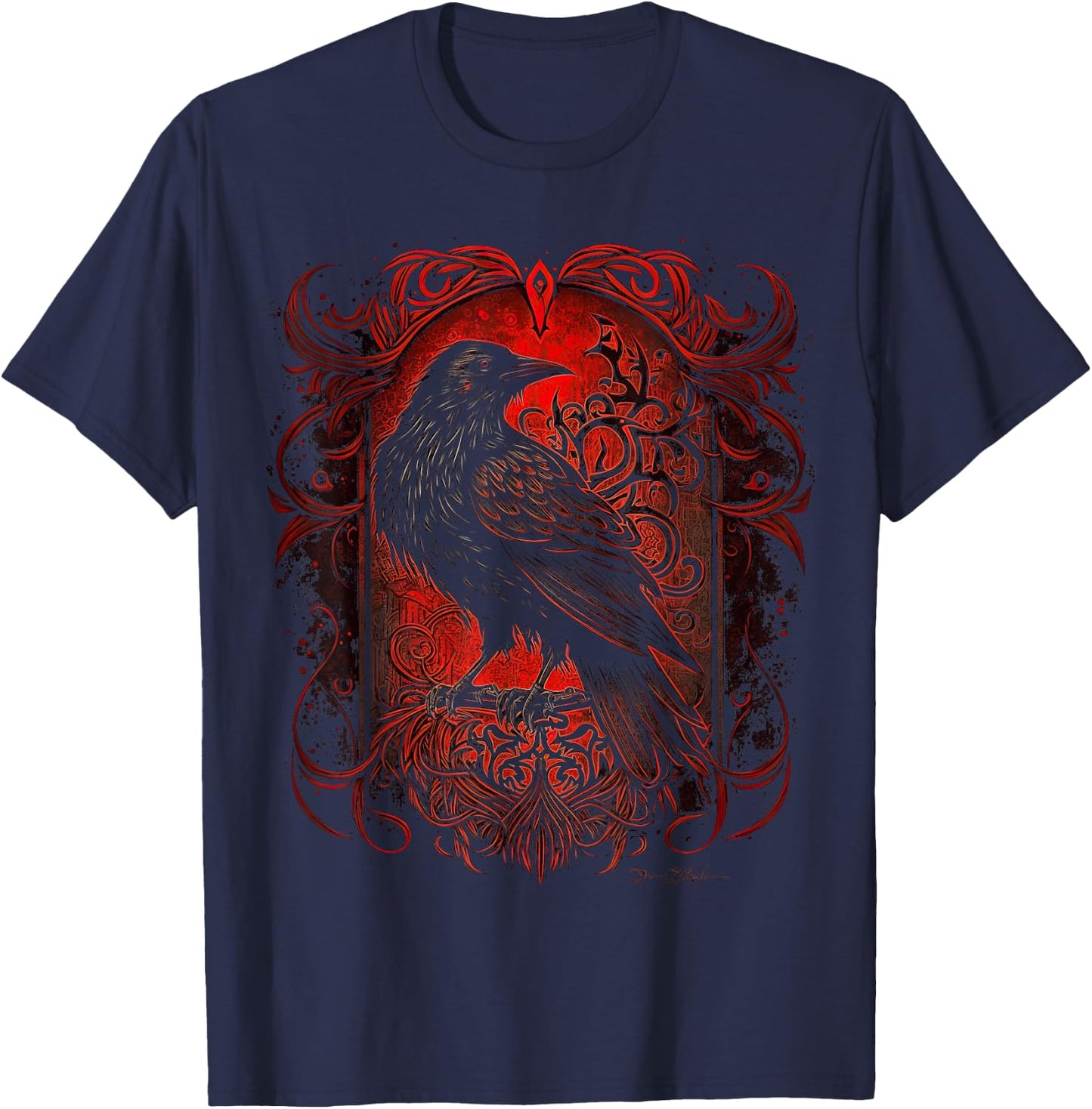 Odin's Raven Viking Norse Runes Nordmann Mythology T-Shirt - T-Shirt | Navy