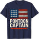 Pontoon Captain Boating American Flag Patriotic 4th of July T-Shirt - T-Shirt | Navy