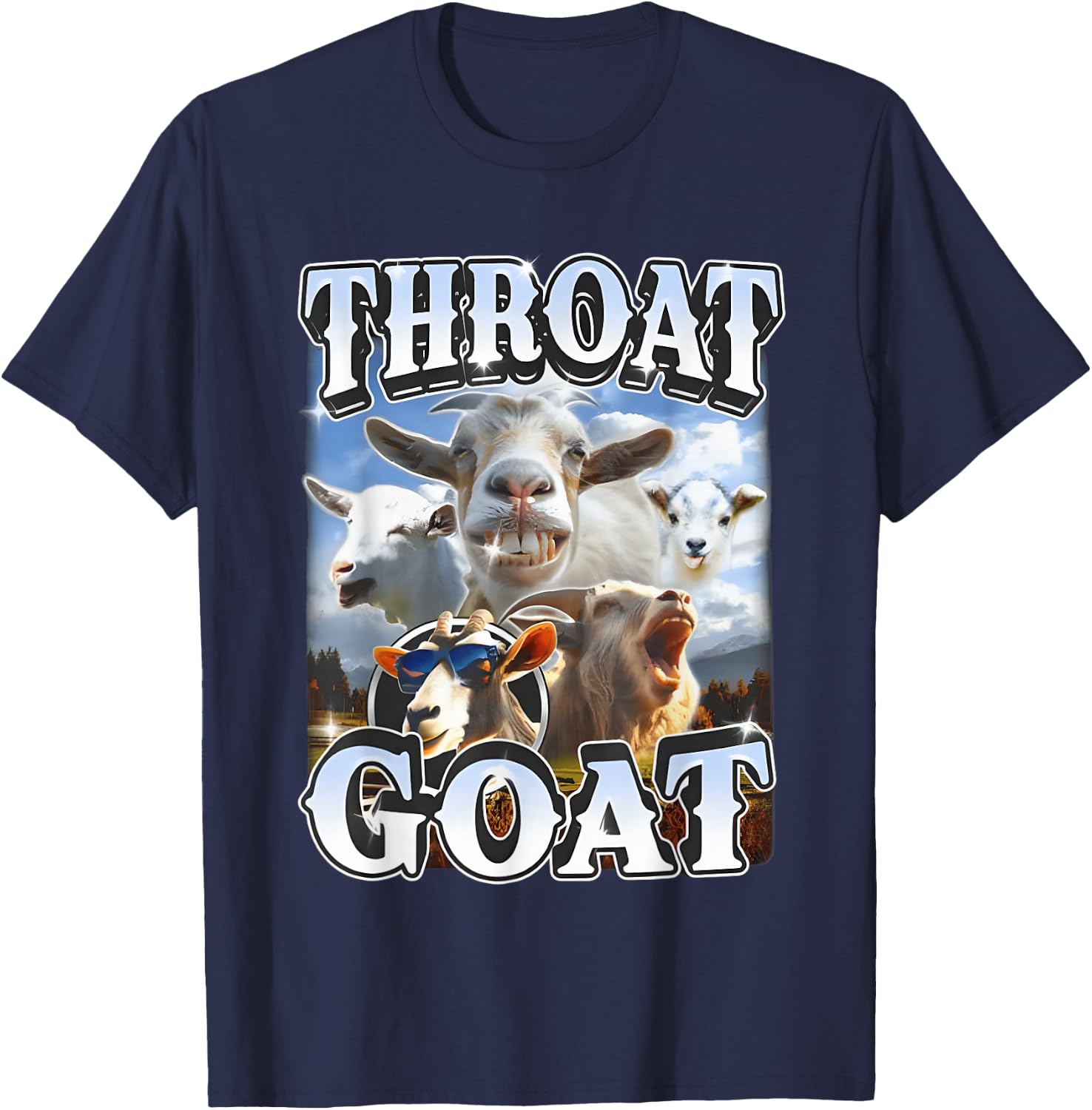 Throat Goat Retro Inappropriate Adult Humor Funny Gag Memes T-Shirt - T-Shirt | Navy