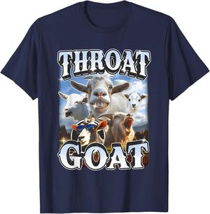 Throat Goat Retro Inappropriate Adult Humor Funny Gag Memes T-Shirt - T-Shirt | Navy