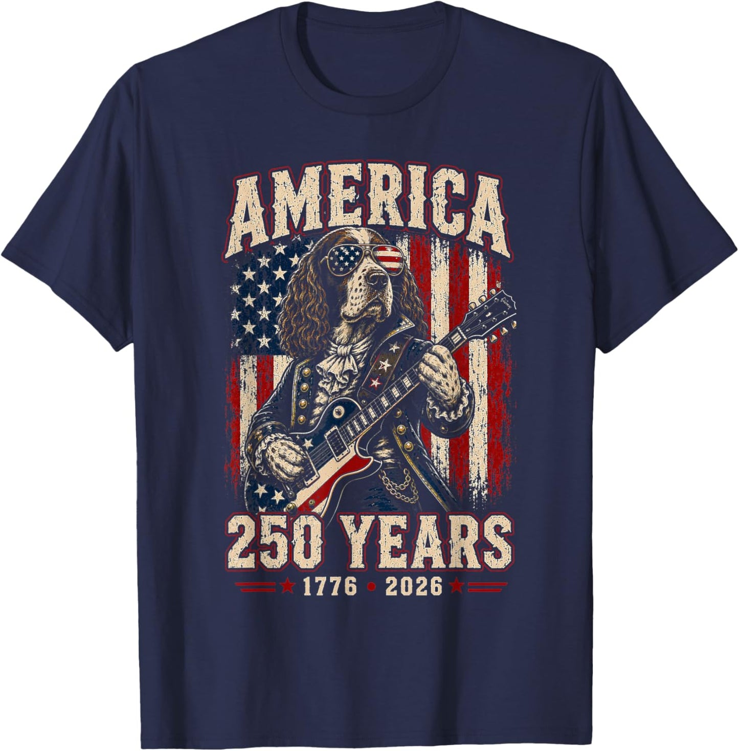 250 Years America Springer Spaniel Dog USA 4th of July T-Shirt - T-Shirt | Navy