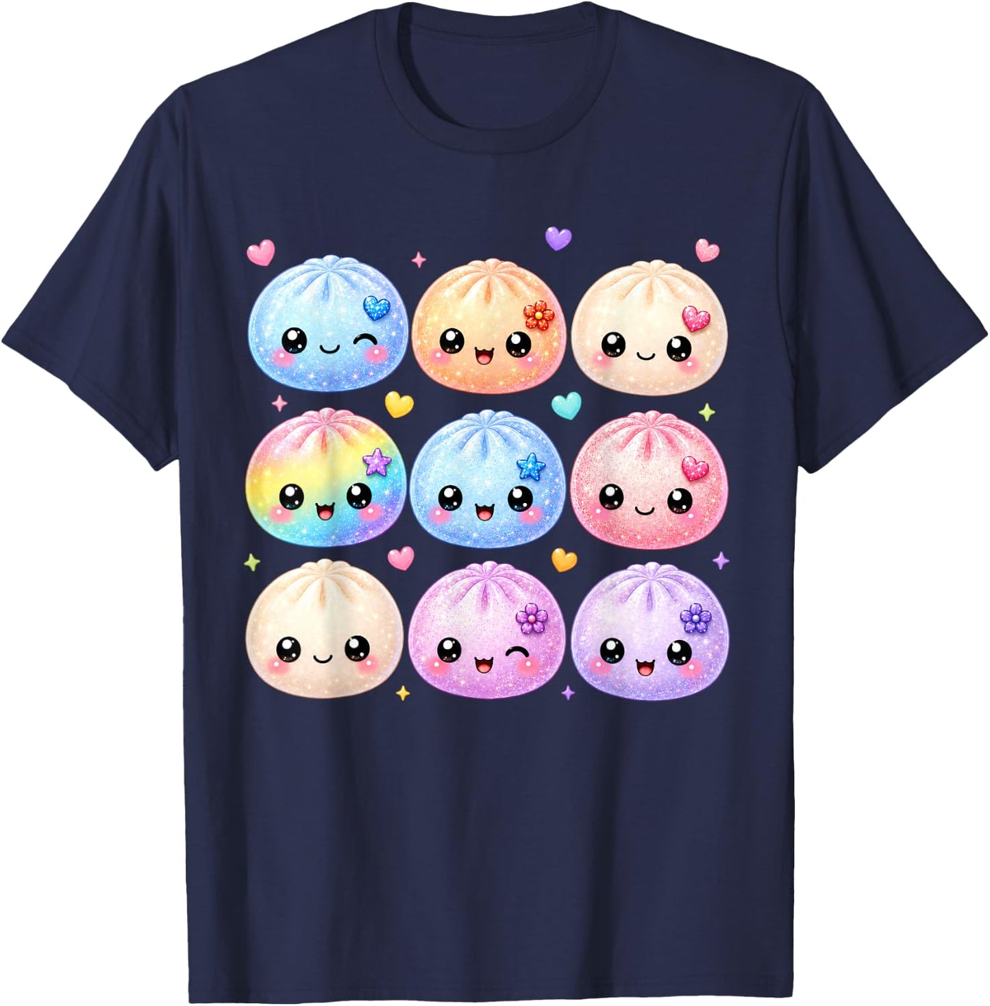 Cute Dumpling Kawaii Pastel Anime Dumpling Lovers Kids Girls T-Shirt - T-Shirt | Navy