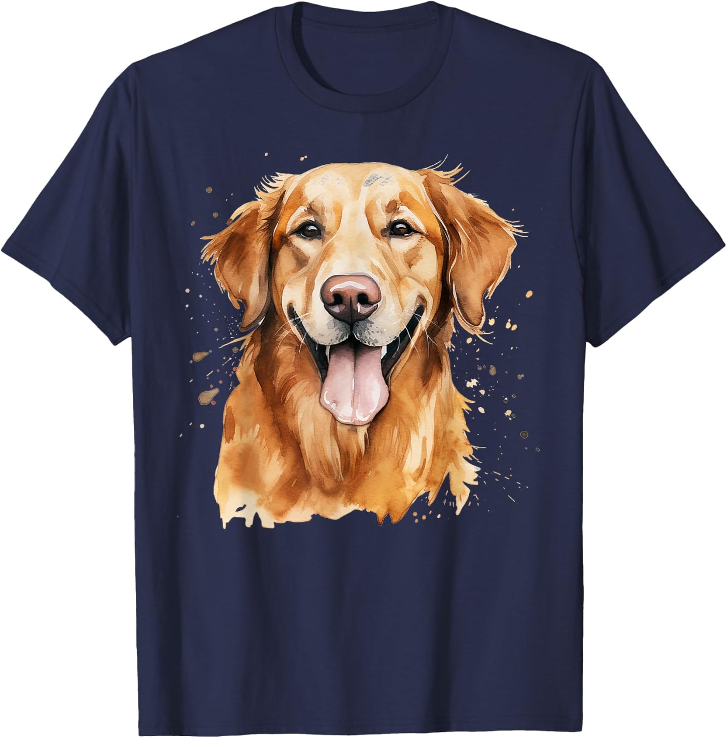 Watercolor Golden Retriever T-Shirt - T-Shirt | Navy
