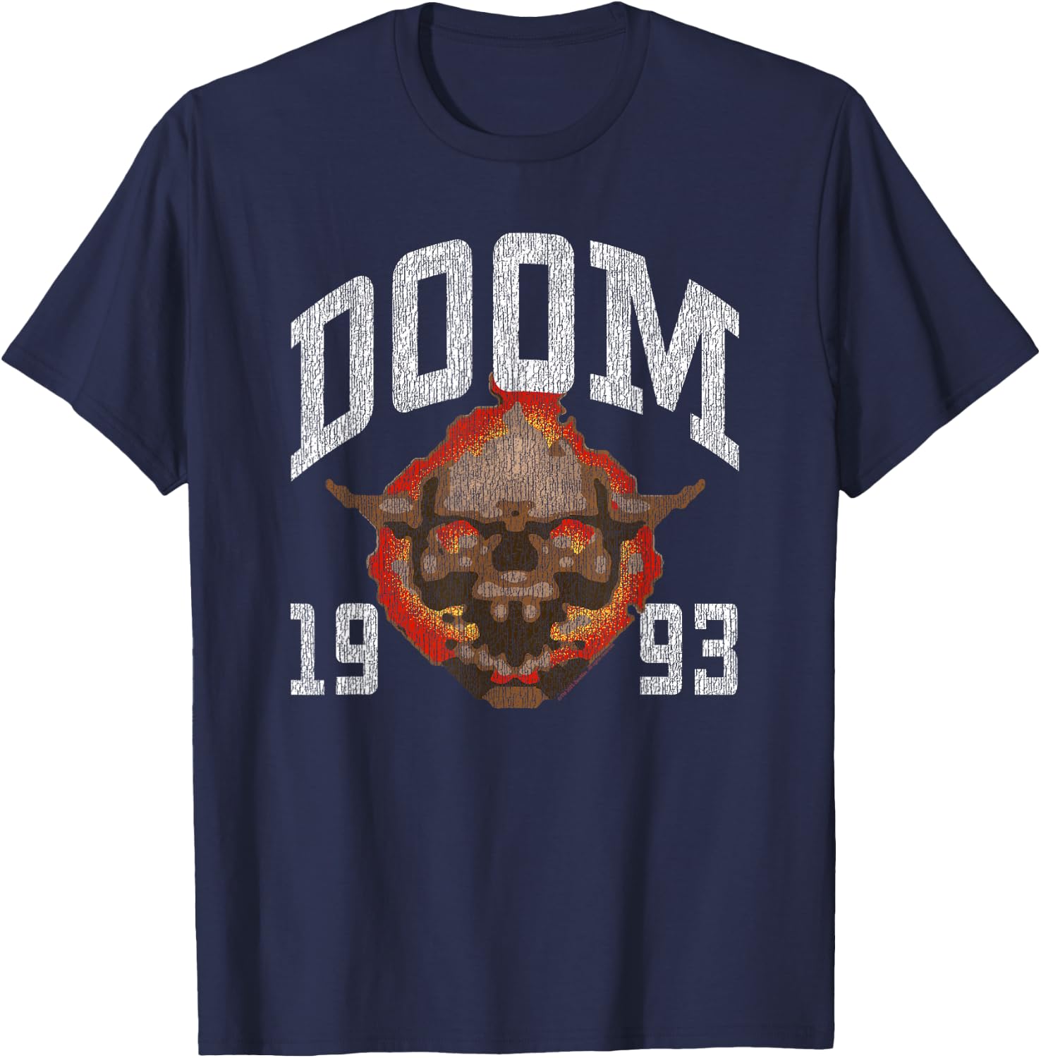 Ripple Junction x DOOM 1993 Lost Soul Pixelated Skull , black T-Shirt - T-Shirt | Navy