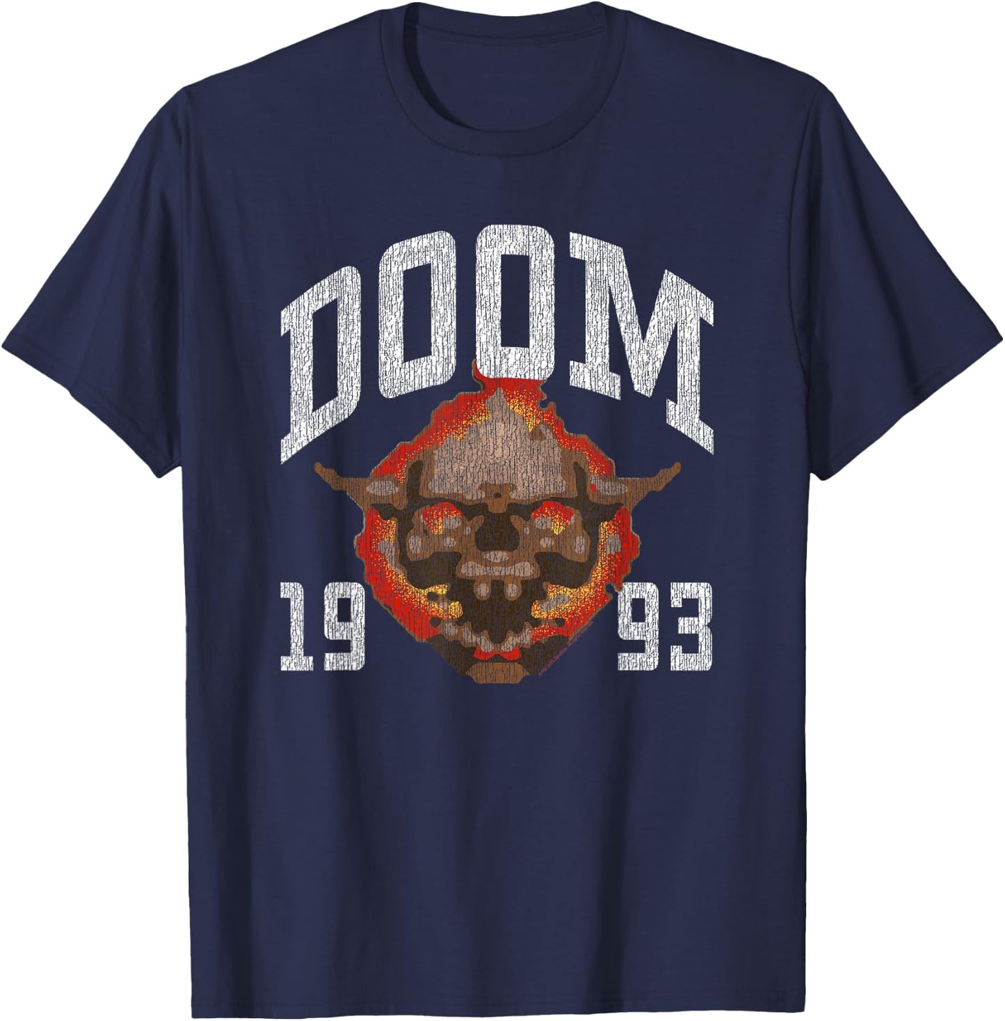 Ripple Junction x DOOM 1993 Lost Soul Pixelated Skull , Black, S T-Shirt - T-Shirt | Navy
