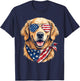 Patriotic Golden Retriever Dog 4th of July Dog Lovers T-Shirt - T-Shirt | Navy